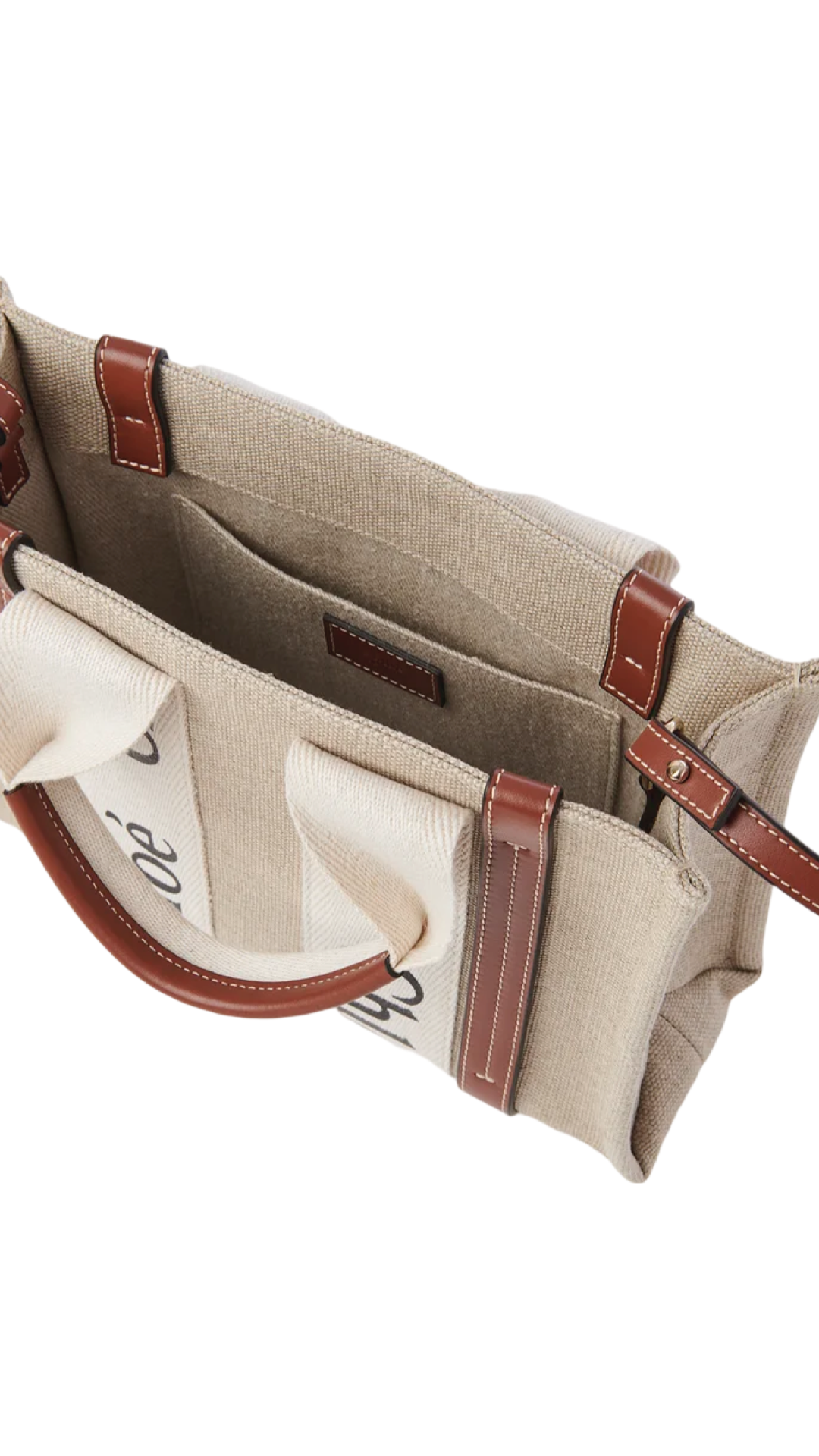 Bolso Tote Pequeño Woody en Blanco-Marrón