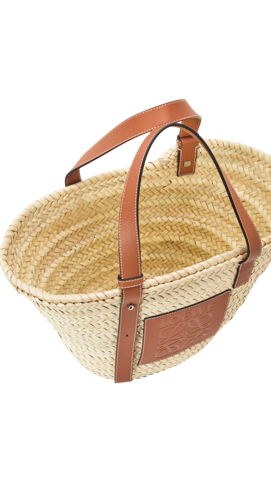 Basket in Palm Lead and Calfskin MEDIUM TAN