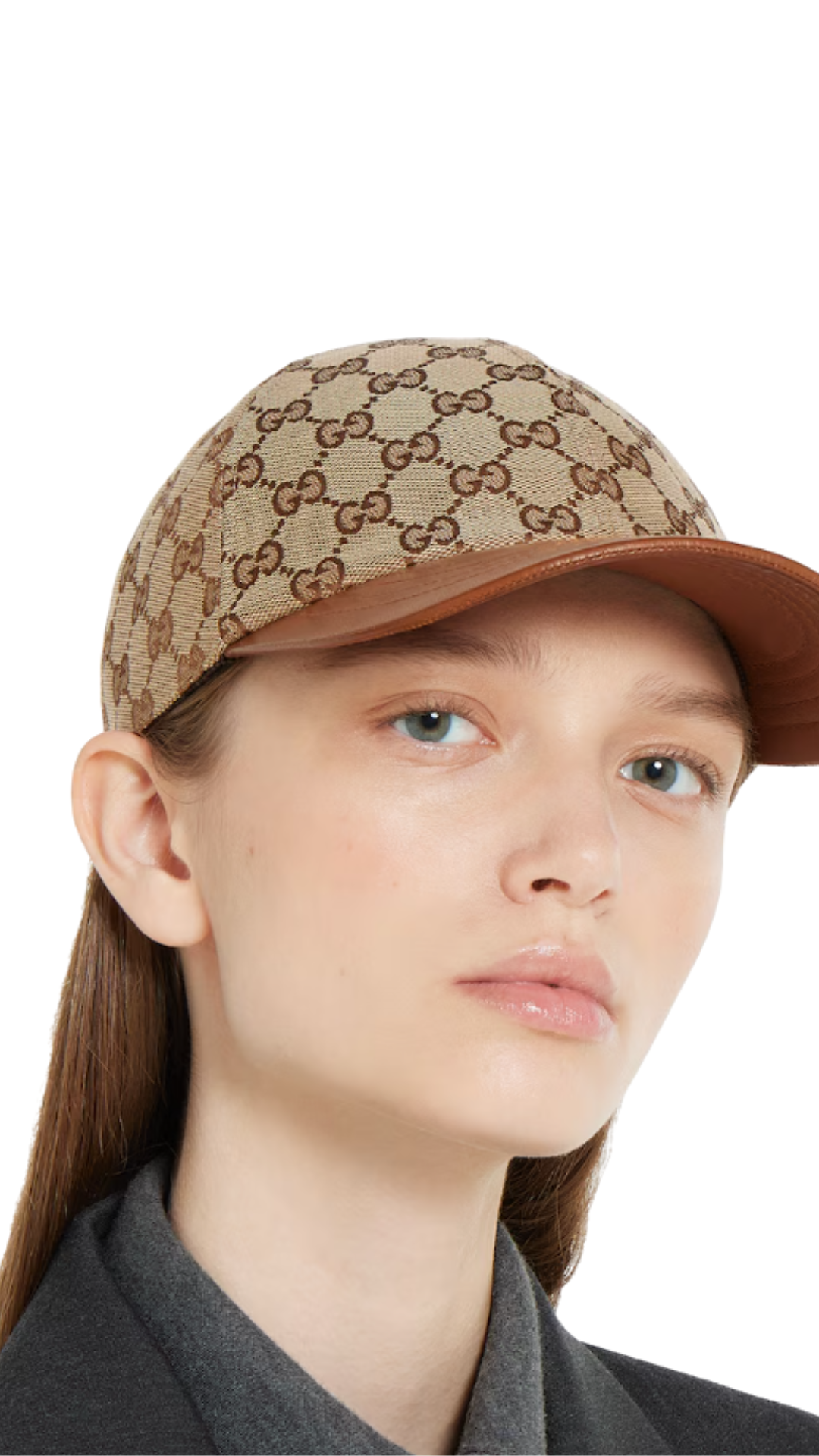 GG Canvas Baseball Hat in Beige and Dark Brown
