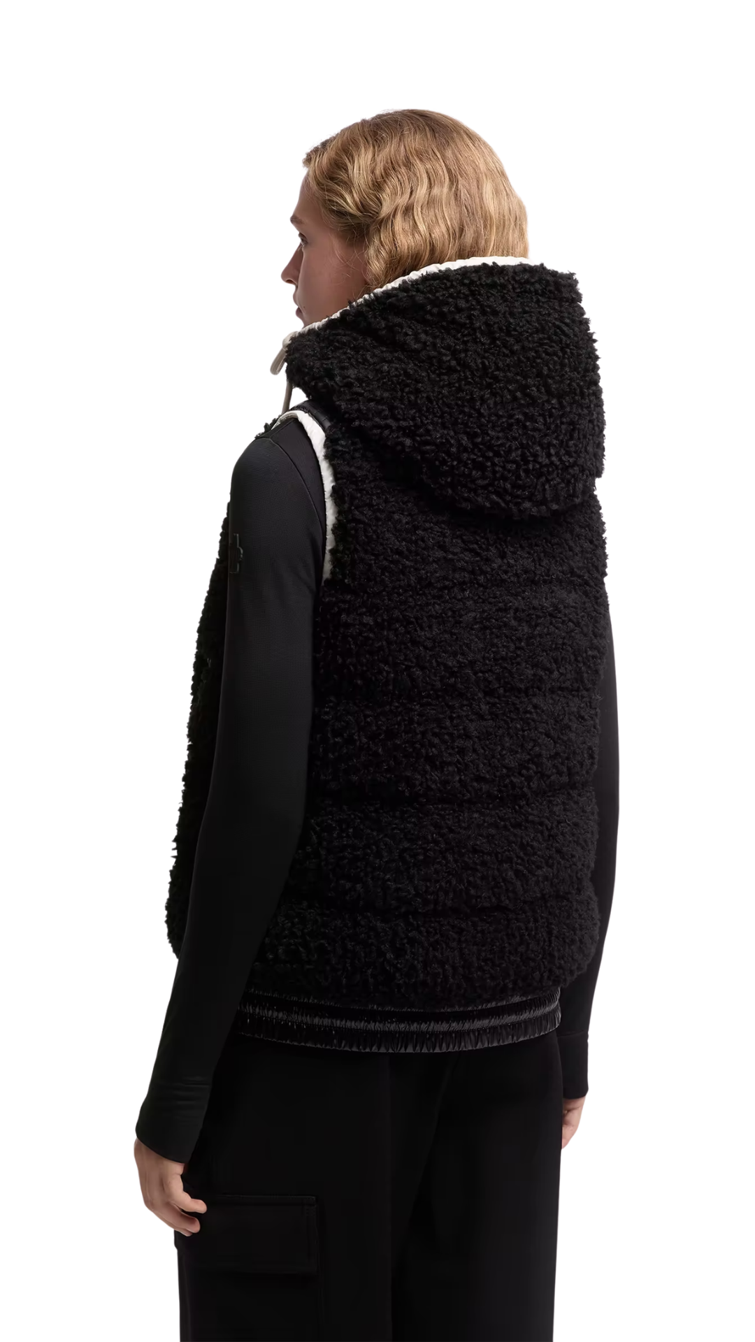 Teddy Hooded Insulated Vest in Black