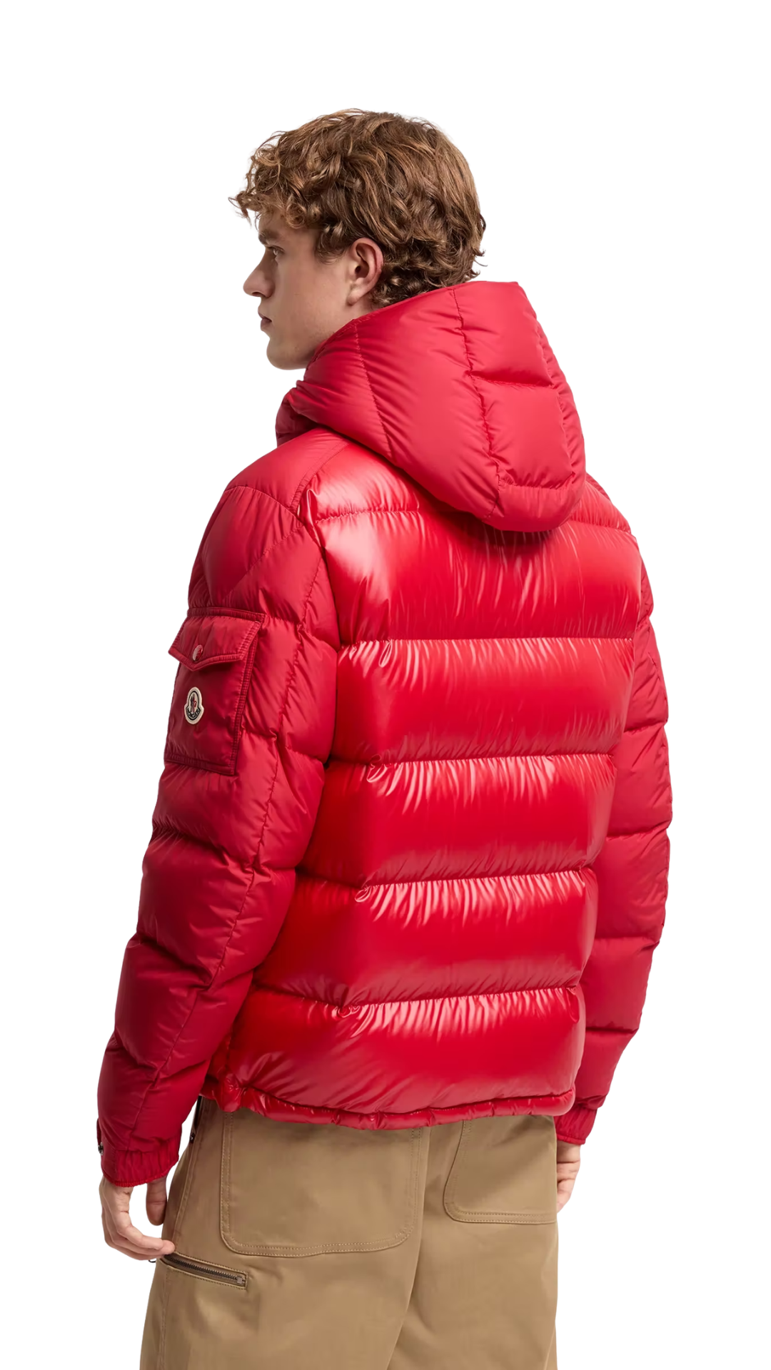 Moncler Maya Hooded Short Down Jacket in Red