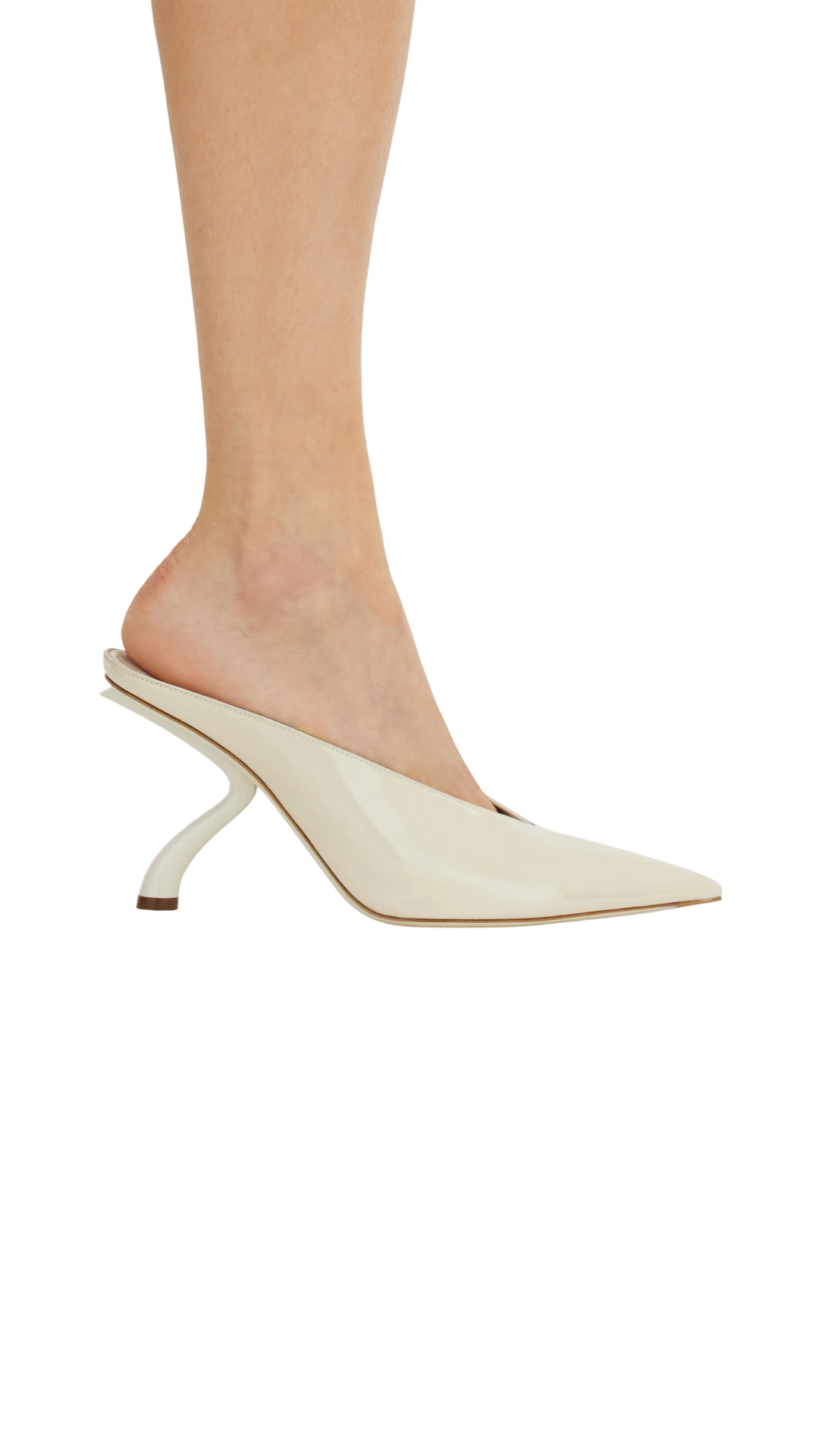 S-Shaped Heel Mule in White