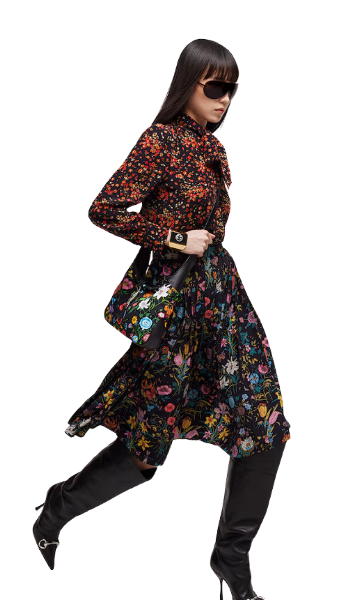 Jackie 1961 Medium Shoulder Bag in Black and Multicolor Nylon