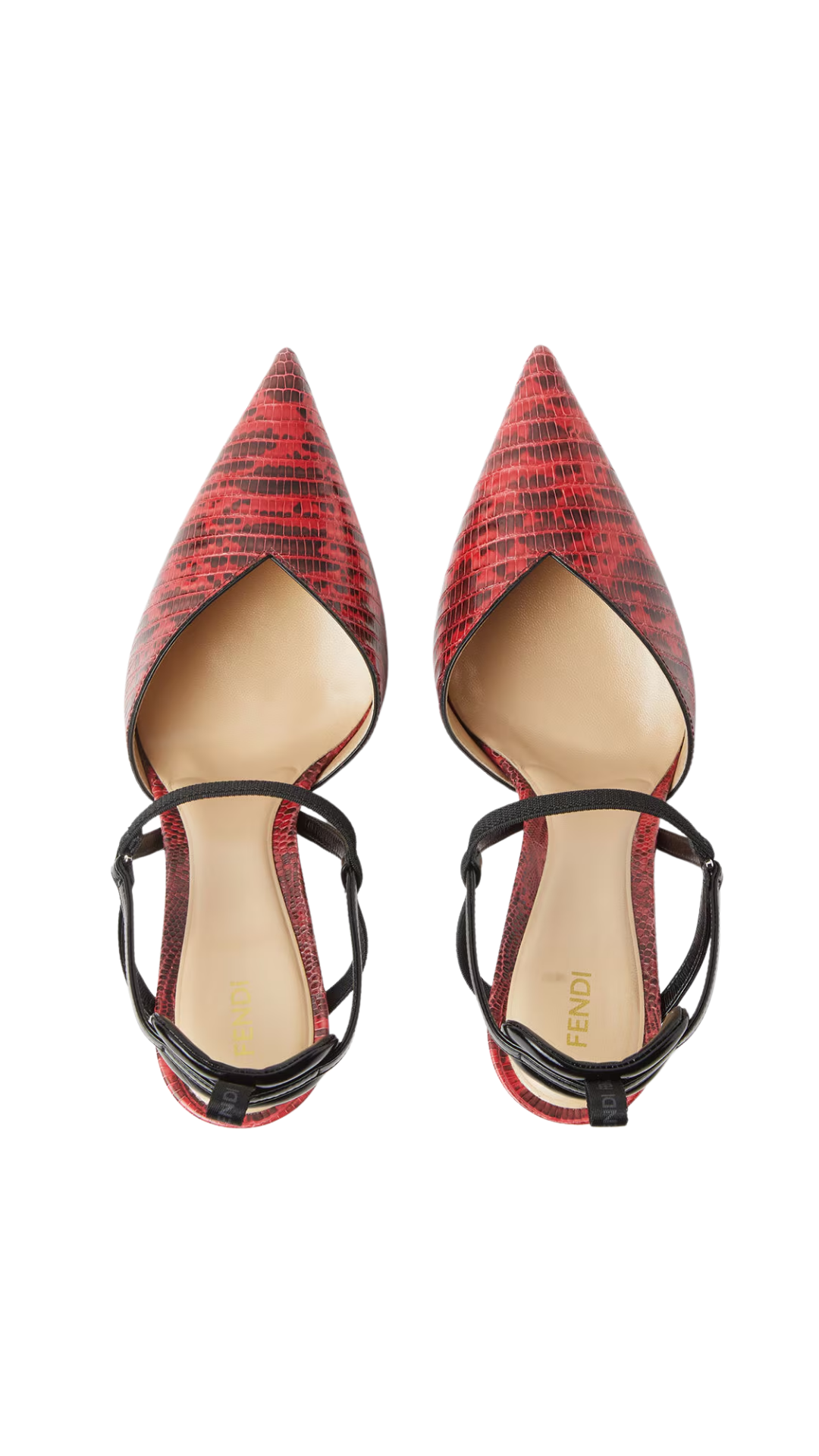 Very Colibrì High-Heeled Red and Black Leather Slingbacks
