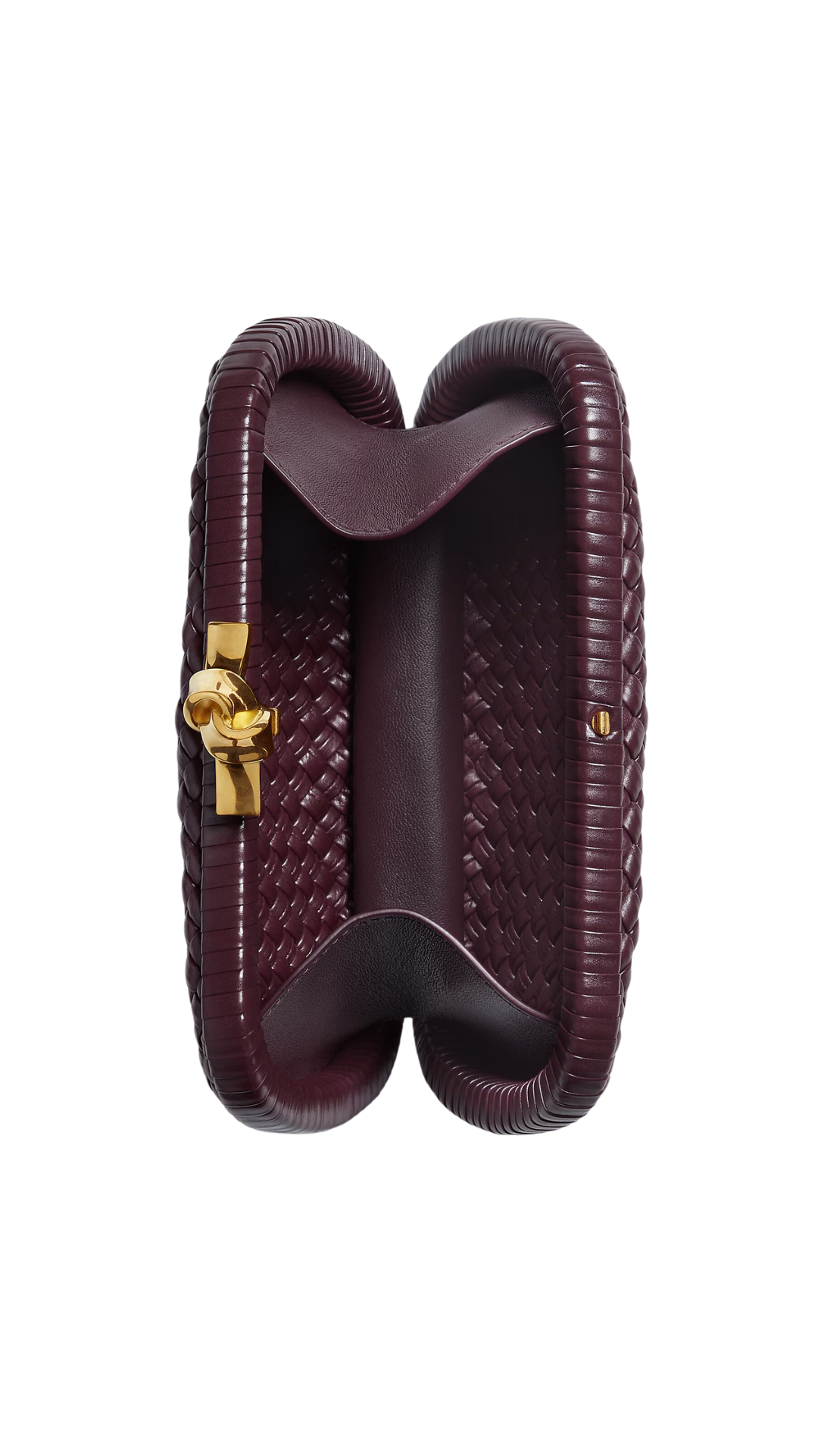 Soft Knot Clutch in Deep Mahogany Soft Intreccio Leather