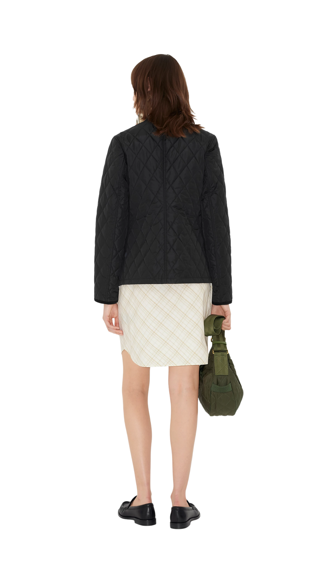 Quilted Nylon Barn Jacket in Black