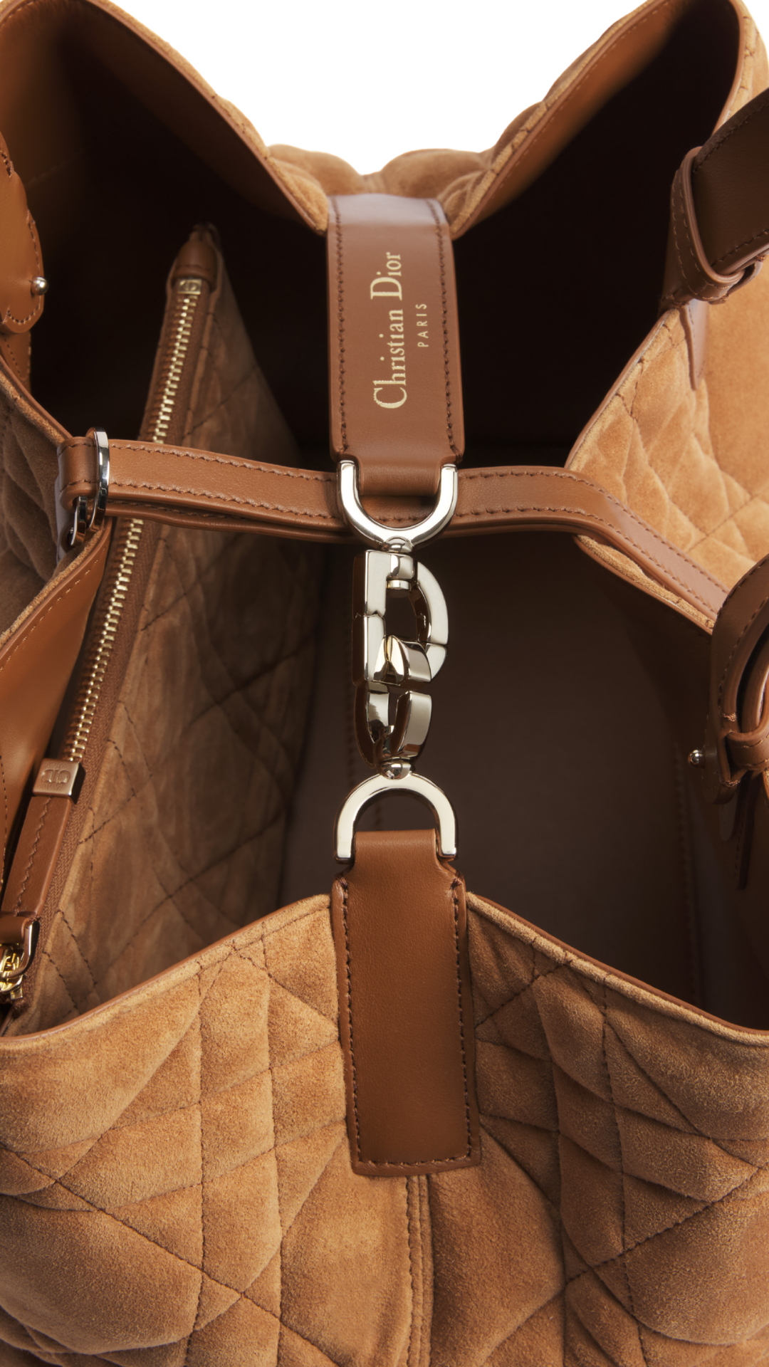Medium Dior Toujours Bag Golden Saddle Macrocannage Suede Goatskin