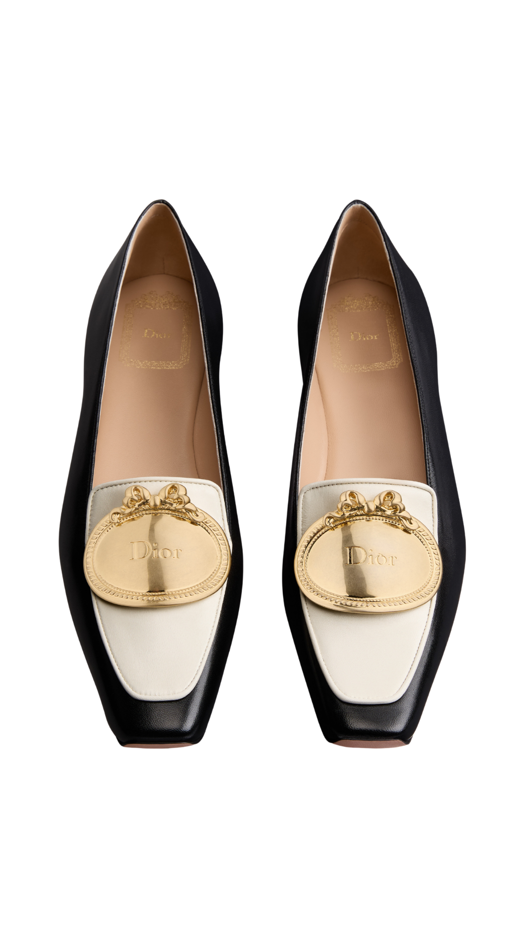 Médaillon Loafer in Black and White Lambskin