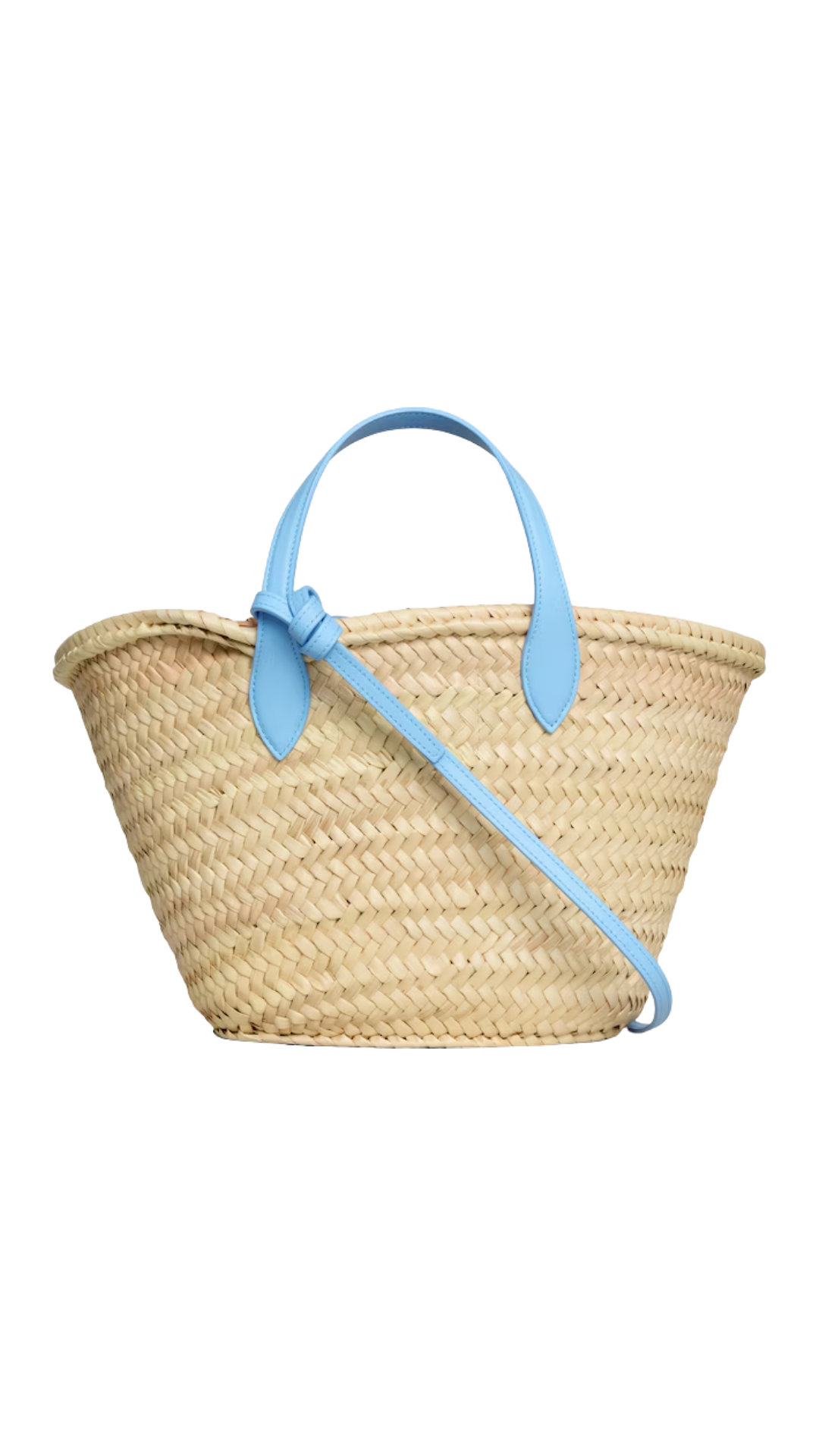 Teen Triomphe Panier In Palm Leaves And Calfskin in Sky Blue