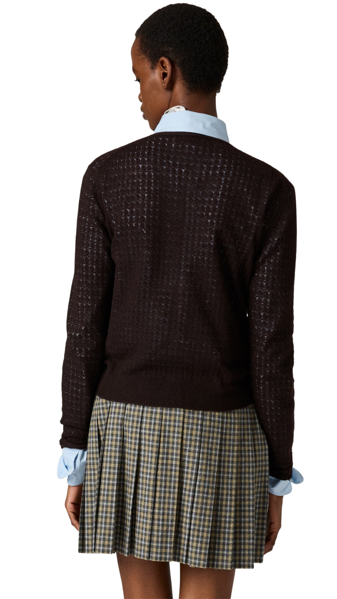 Cashmere and Silk Cardigan in Dark Brown