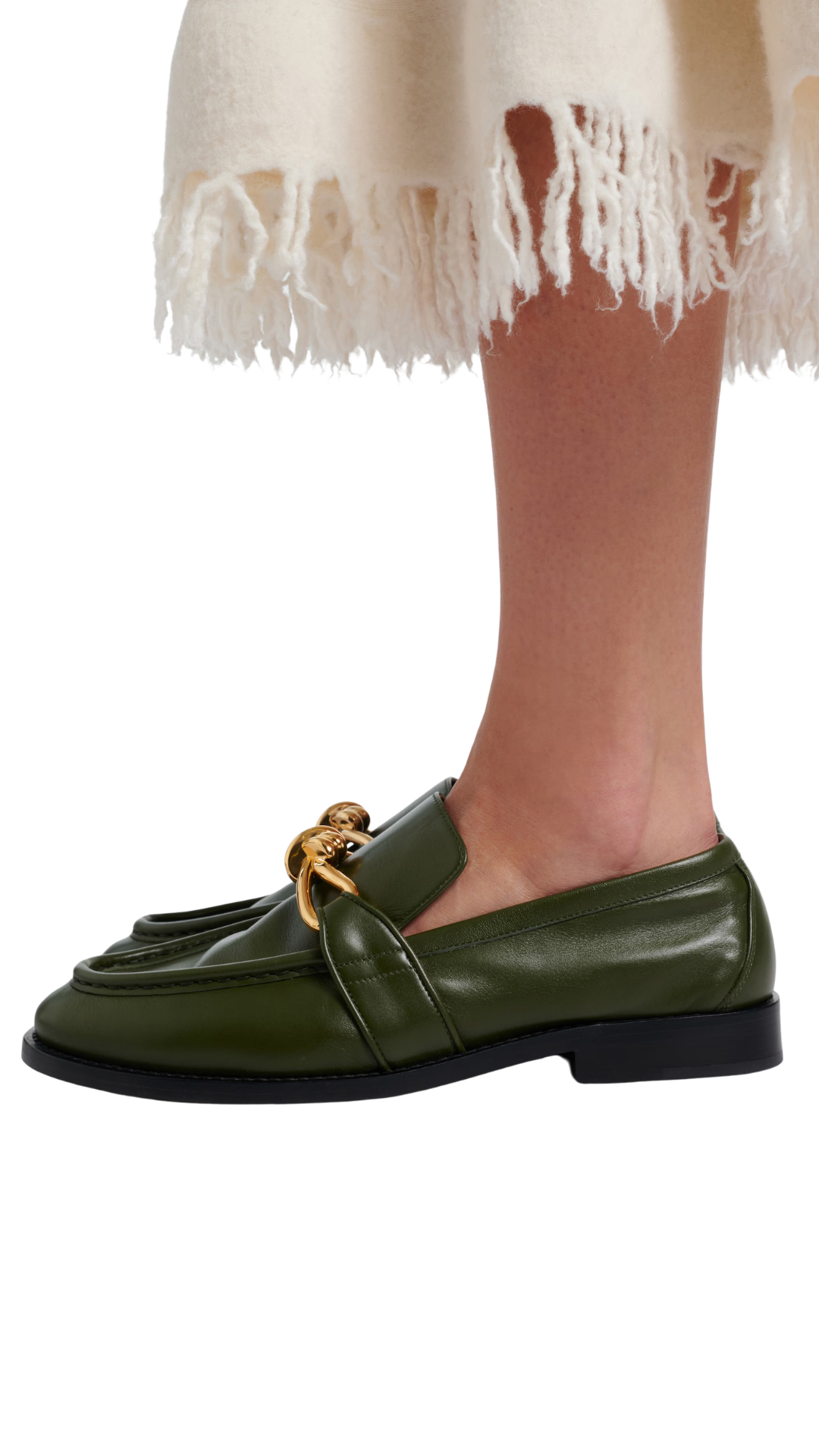 Astaire Knot Leather Loafers in Green