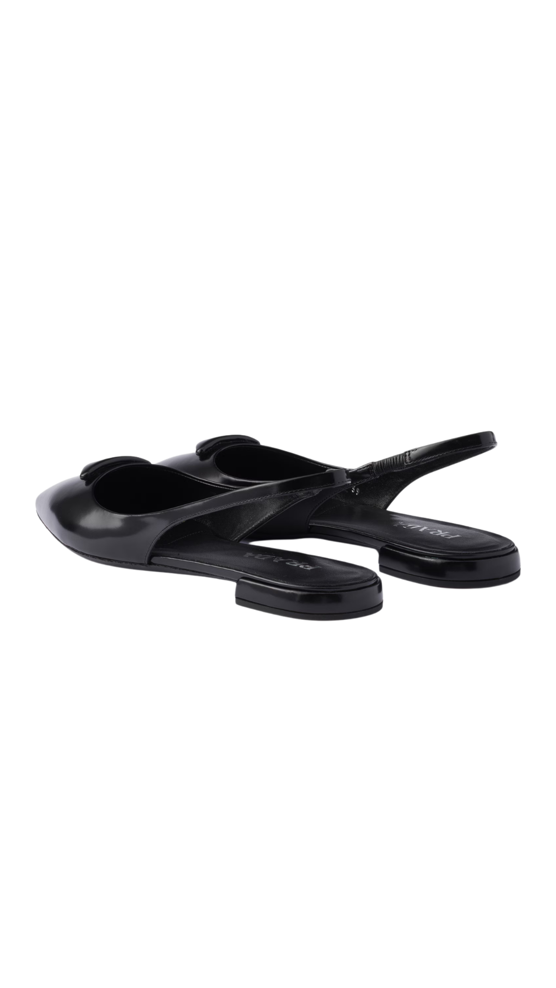 Brushed Leather Ballerina Slingbacks in Black