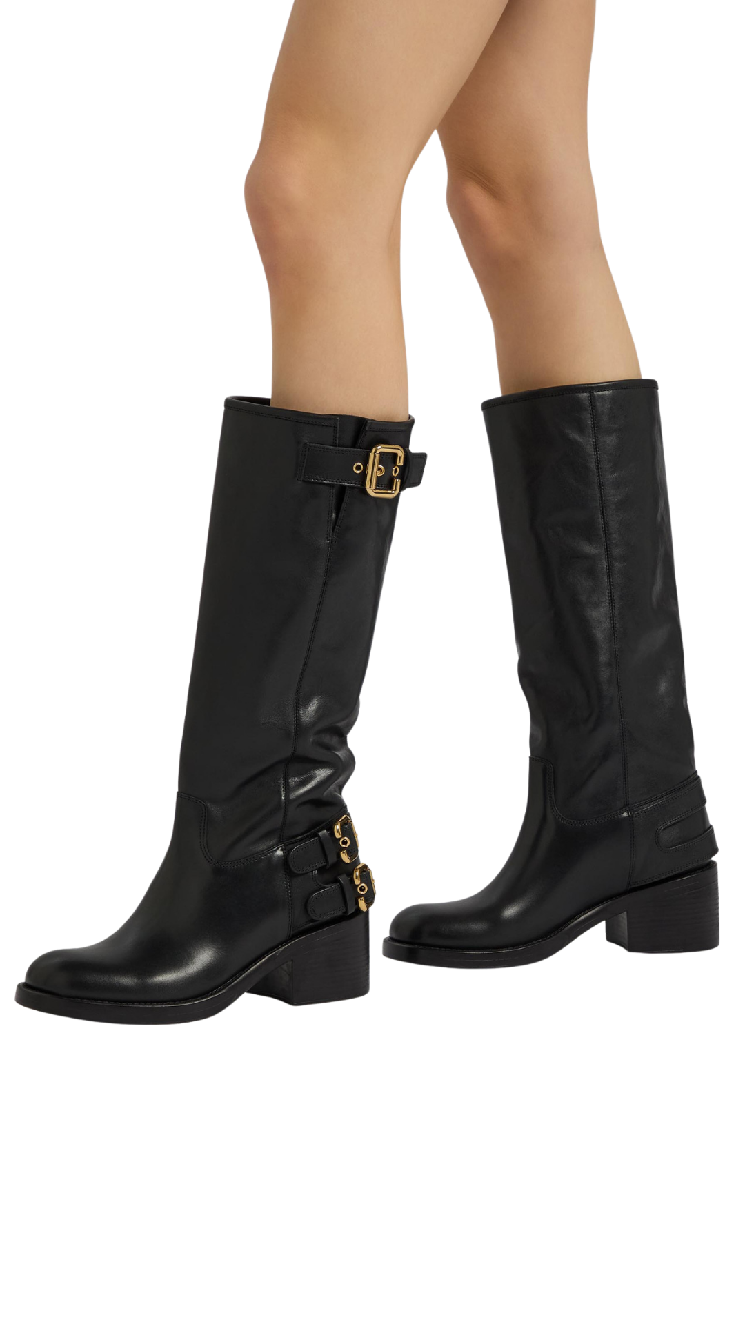 New Bikers 70 Knee-High Boots in Black