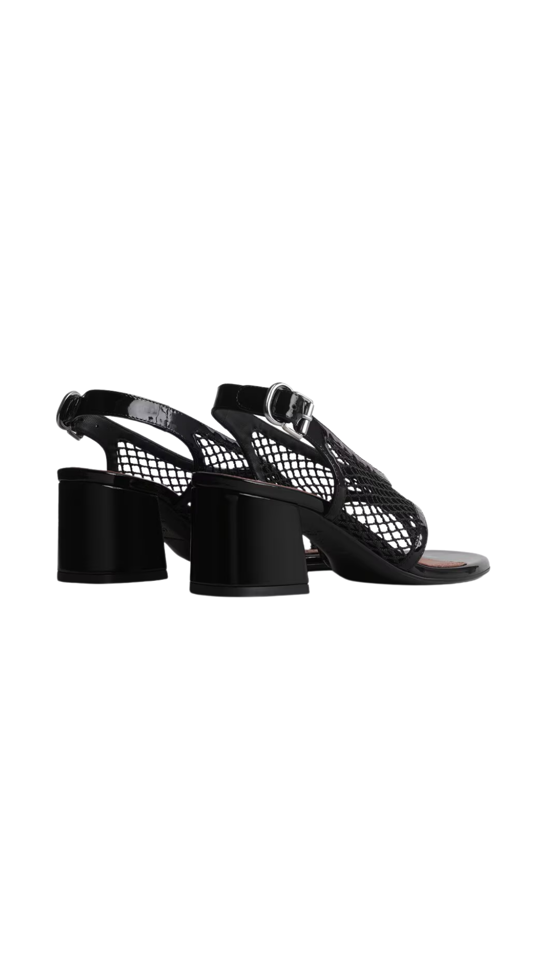 Fishnet Heels Sandals in Black