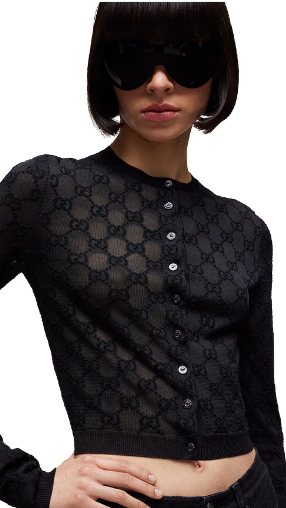 Fine Crêpe Viscose Cardigan in Black