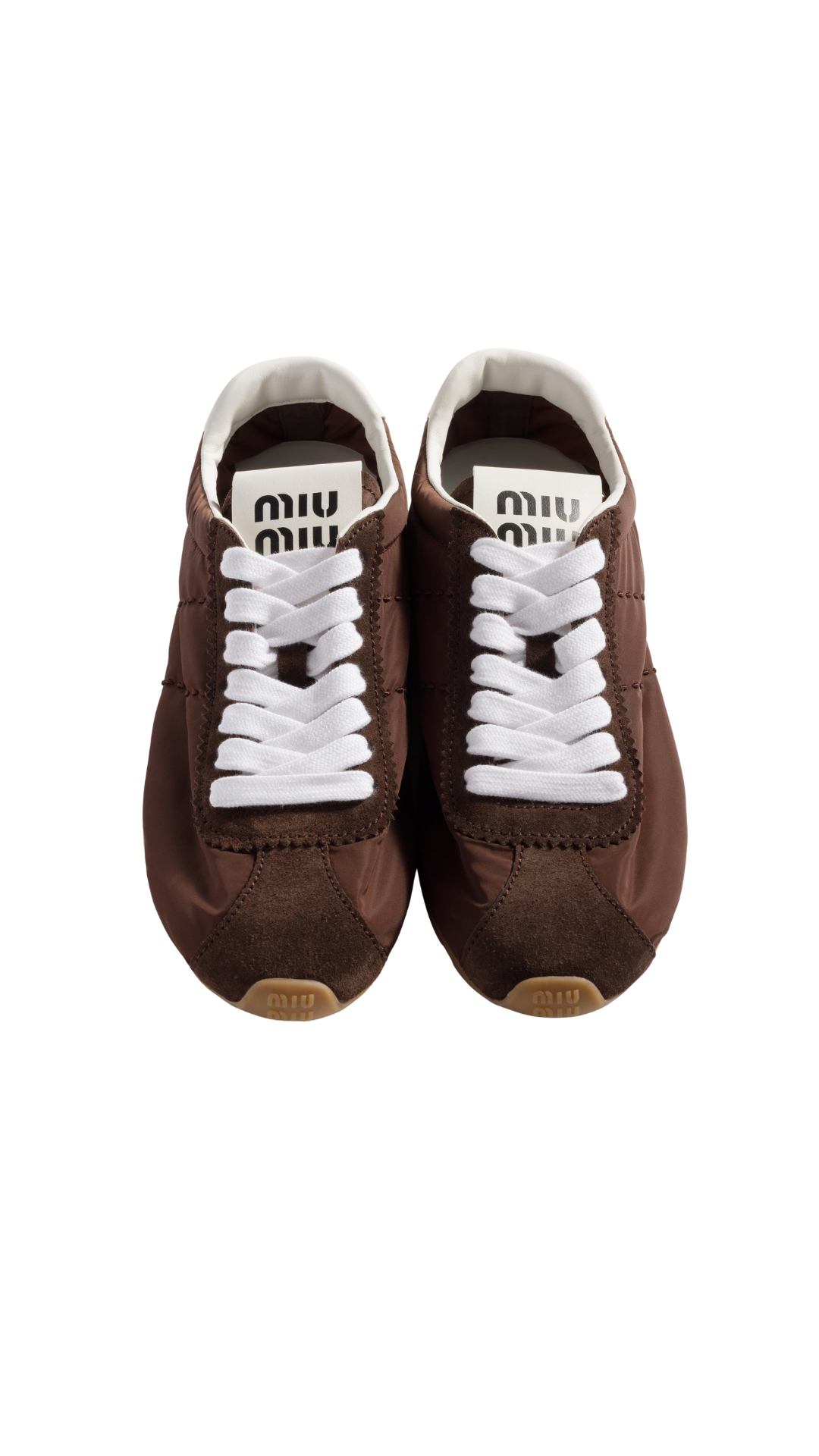 Plume Technical Fabric and Suede Sneakers in Sienna