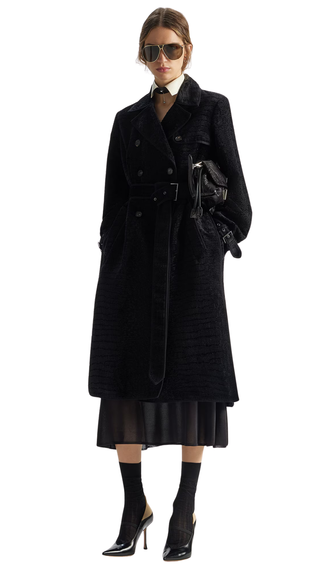 Fendi Nude Black and Beige Leather Court Shoes