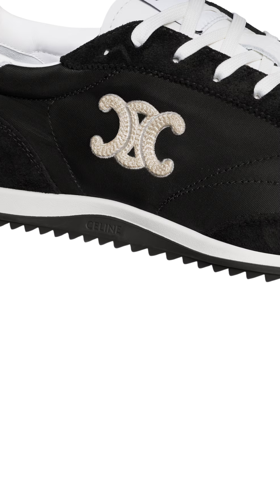 Racer sneaker in Black Nylon, Suede Calfskin and Calfskin