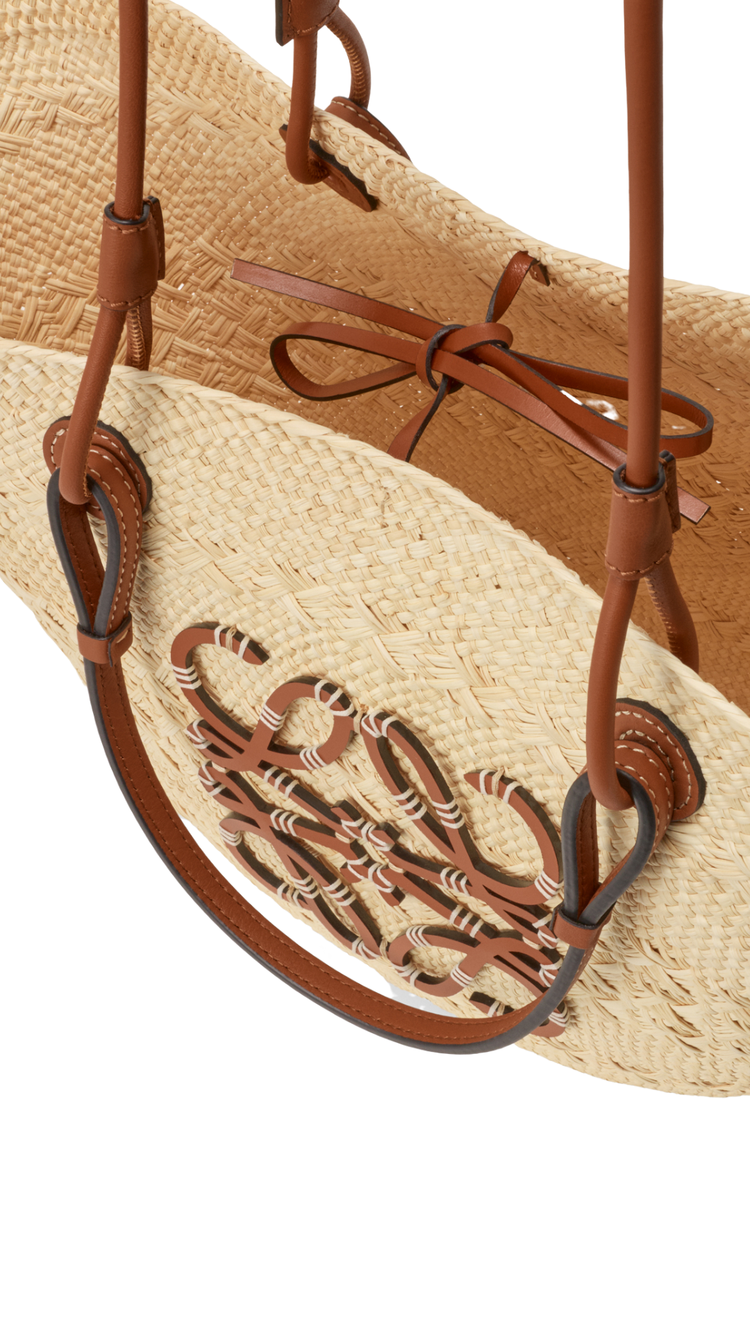 Medium Anagram Basket Bag in Iraca Palm and Calfskin