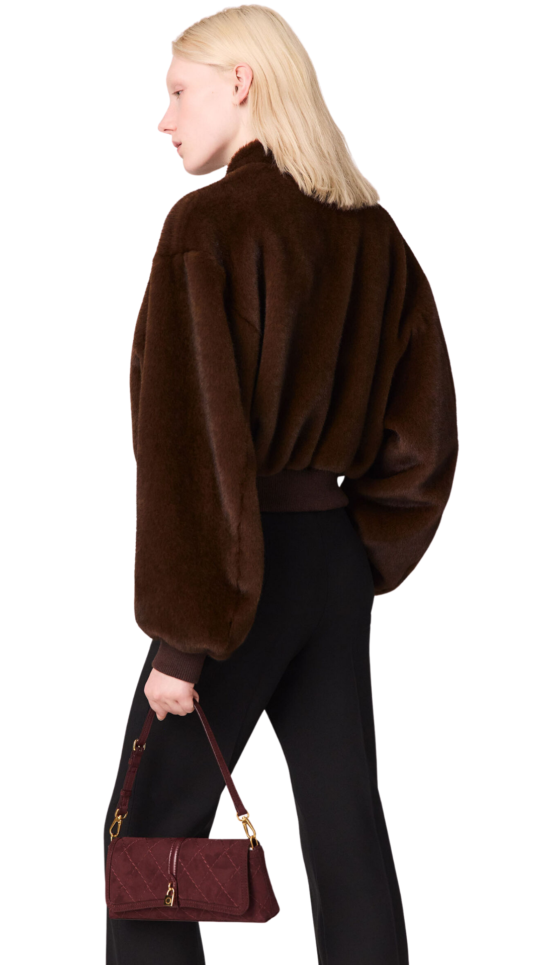 Plush Mink Bomber Jacket in Brown