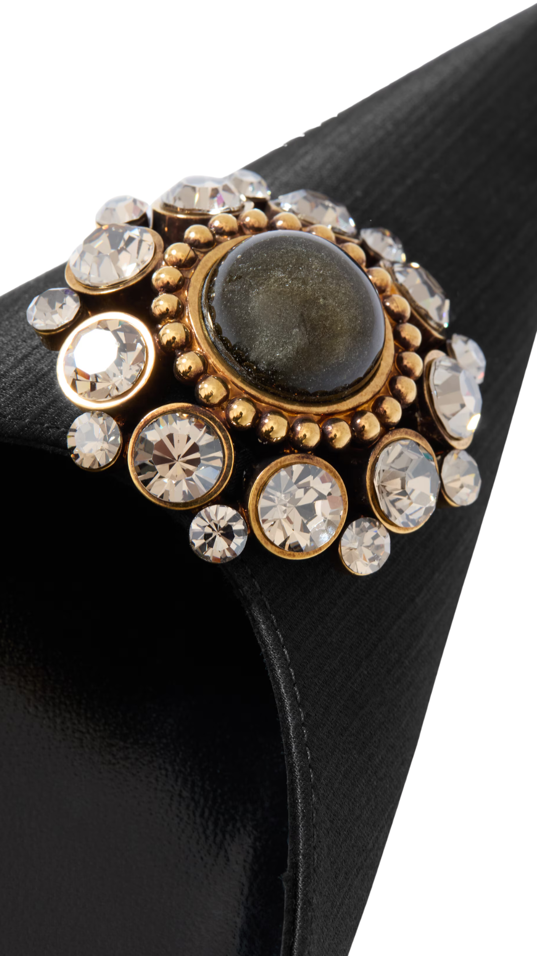 Cosmo Mules in Black Satin and Crystals
