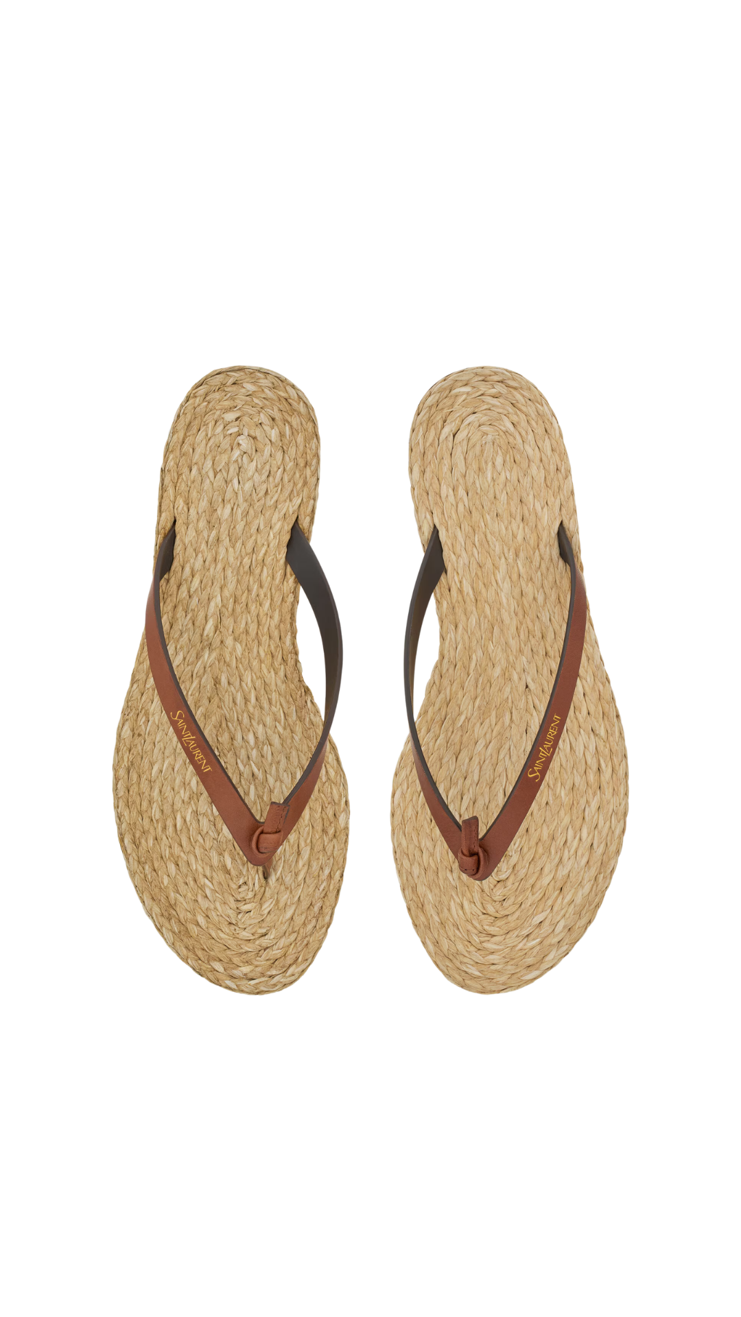 Pool Flip-Flops in Smooth Leather and Raffia