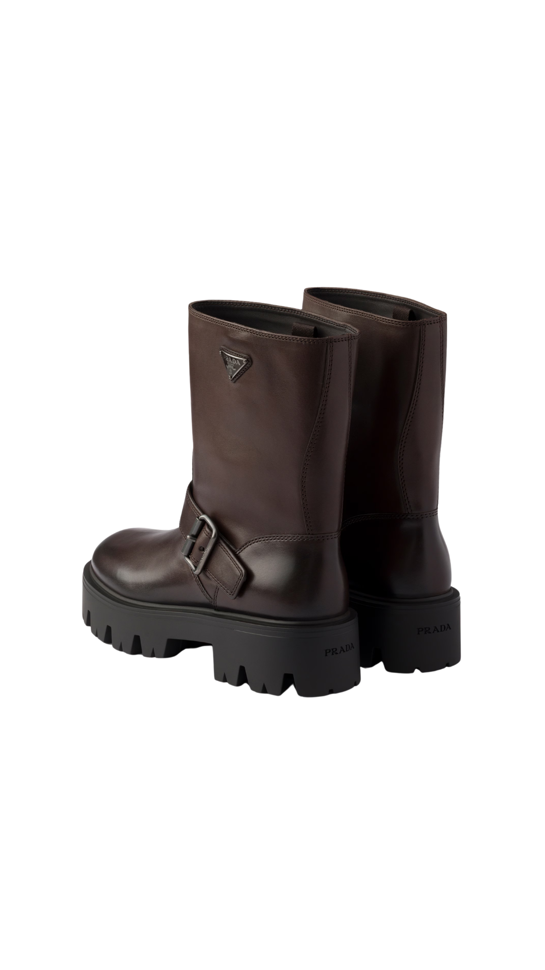 Leather Mid-Calf Boots in Teak