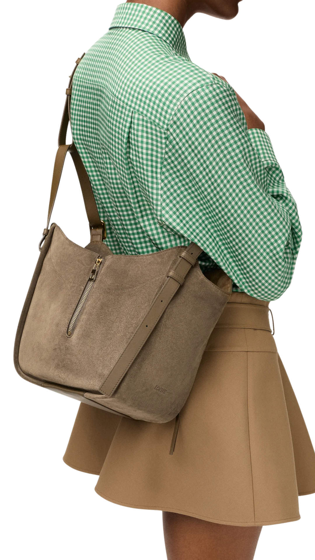 Hammock Flip Bag in Brownish Green Suede