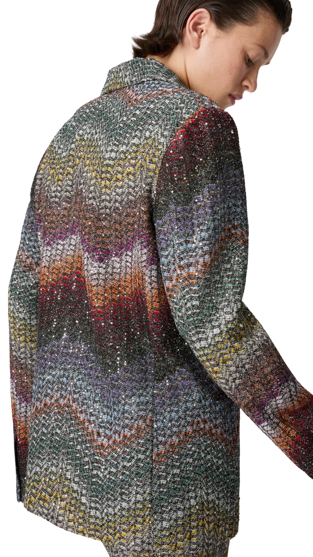 Double-Breasted Viscose Lamé Blazer with Sequins in Multicoloured