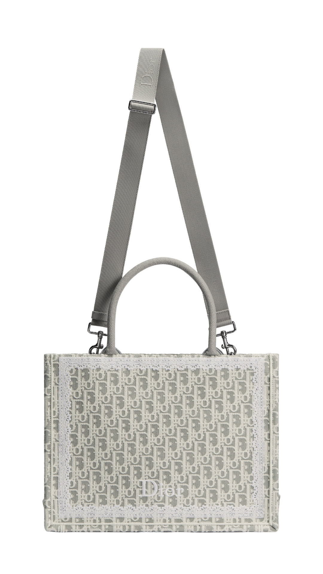 Medium Dior Book Tote with Strap in Latte and Gray