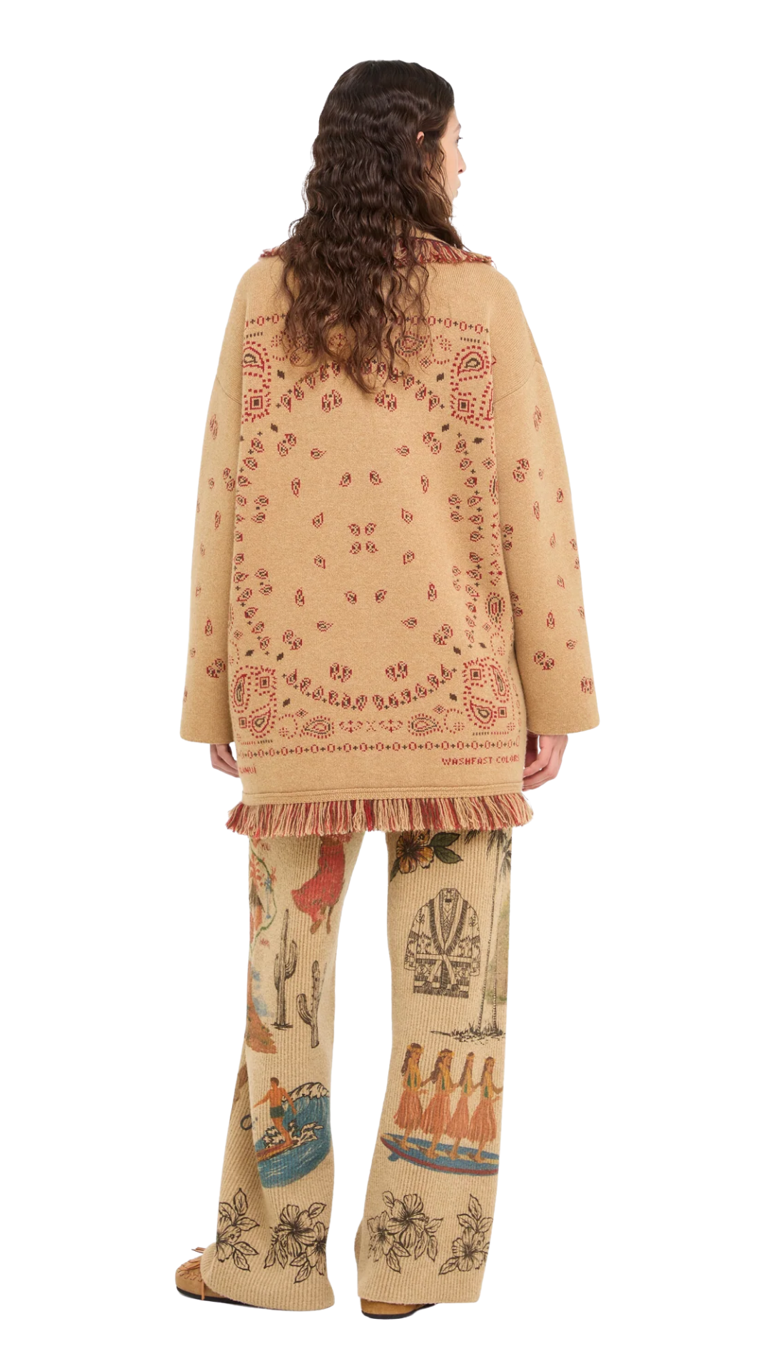 Bandana Jacquard Cardigan in Camel/Multicolor