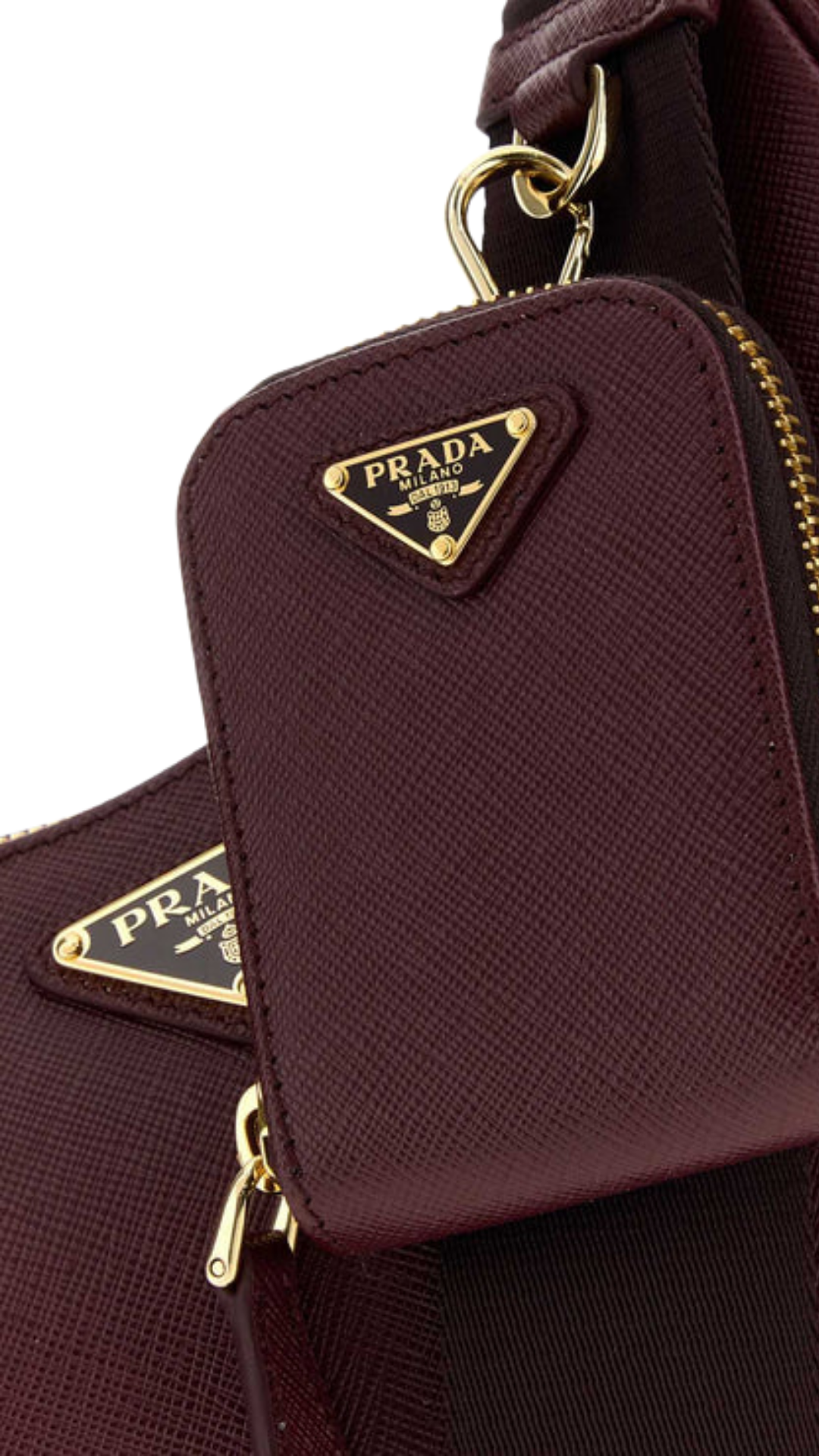 Re-Edition 2005 Saffiano Leather Bag in Burgundy