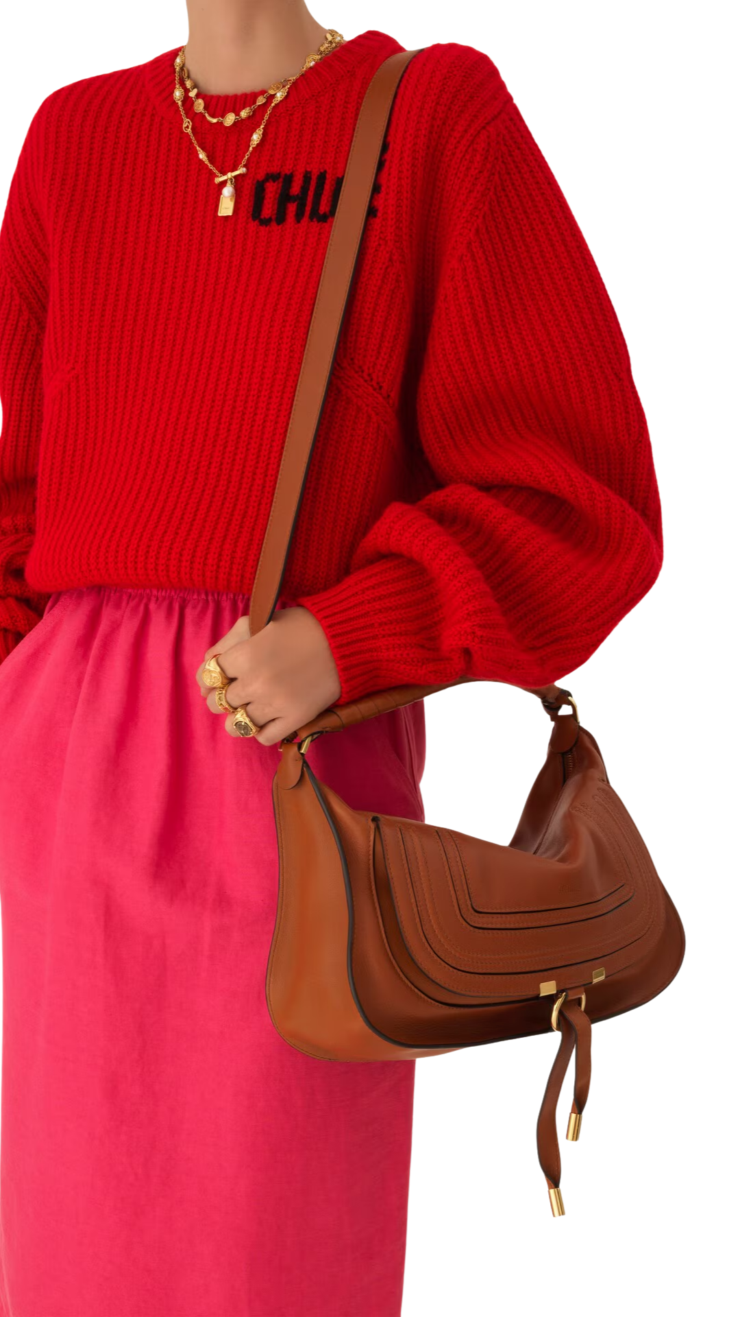 Small Marcie Shoulder Bag in Clay Brown Soft Leather