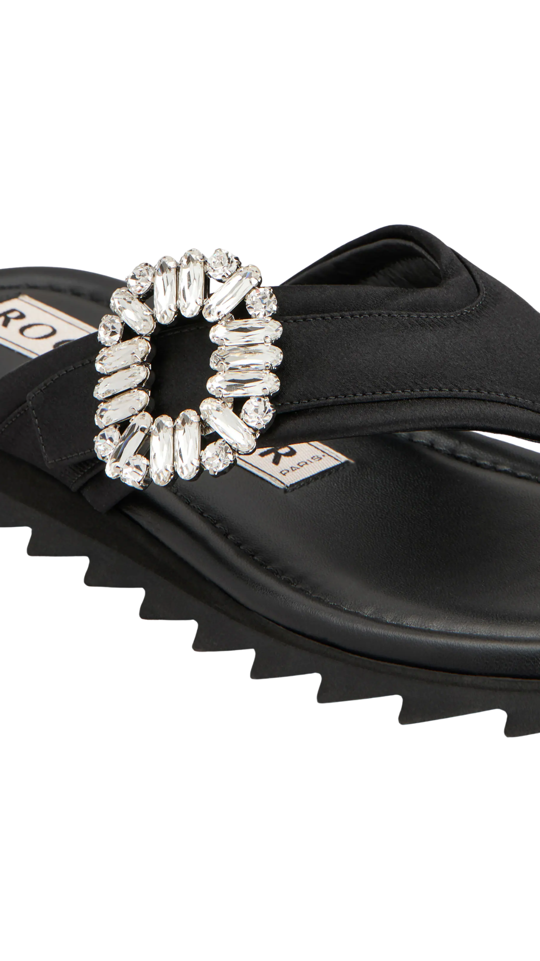 Slidy Viv' Thong Mules in Black Satin