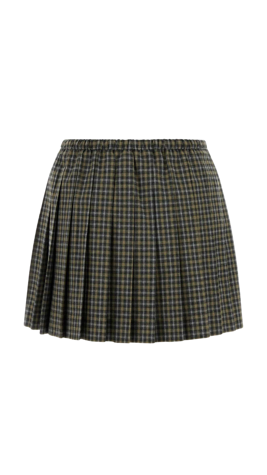 Plaid Skirt in Grey Cotton