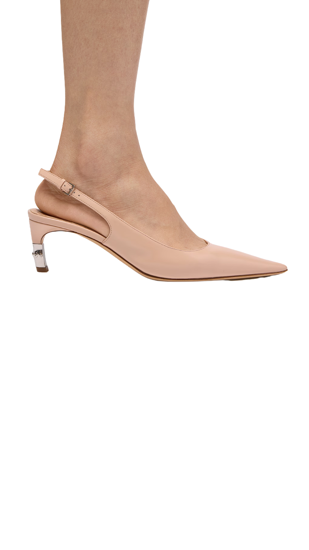Castello Slingback in Pink Beige Soft Shiny Leather