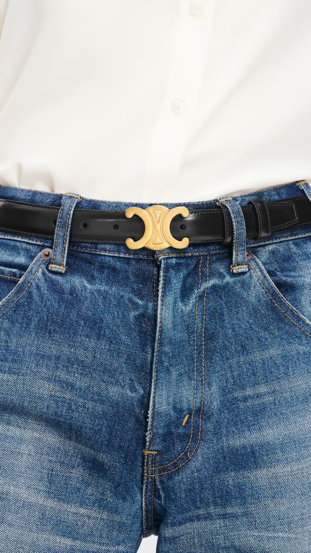 Triomphe Belt 25mm in Taurillon Leather in Black