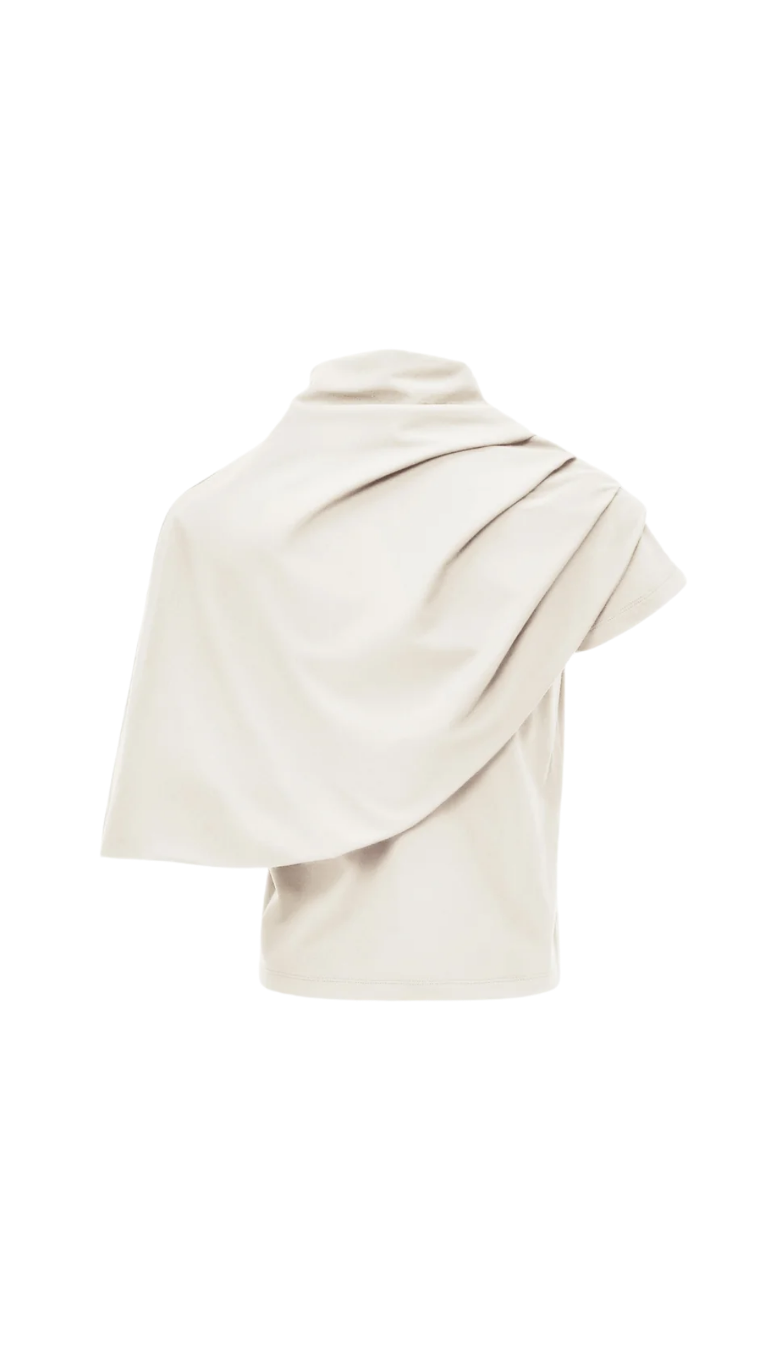 T-Shirt with Draped Cape in Cream