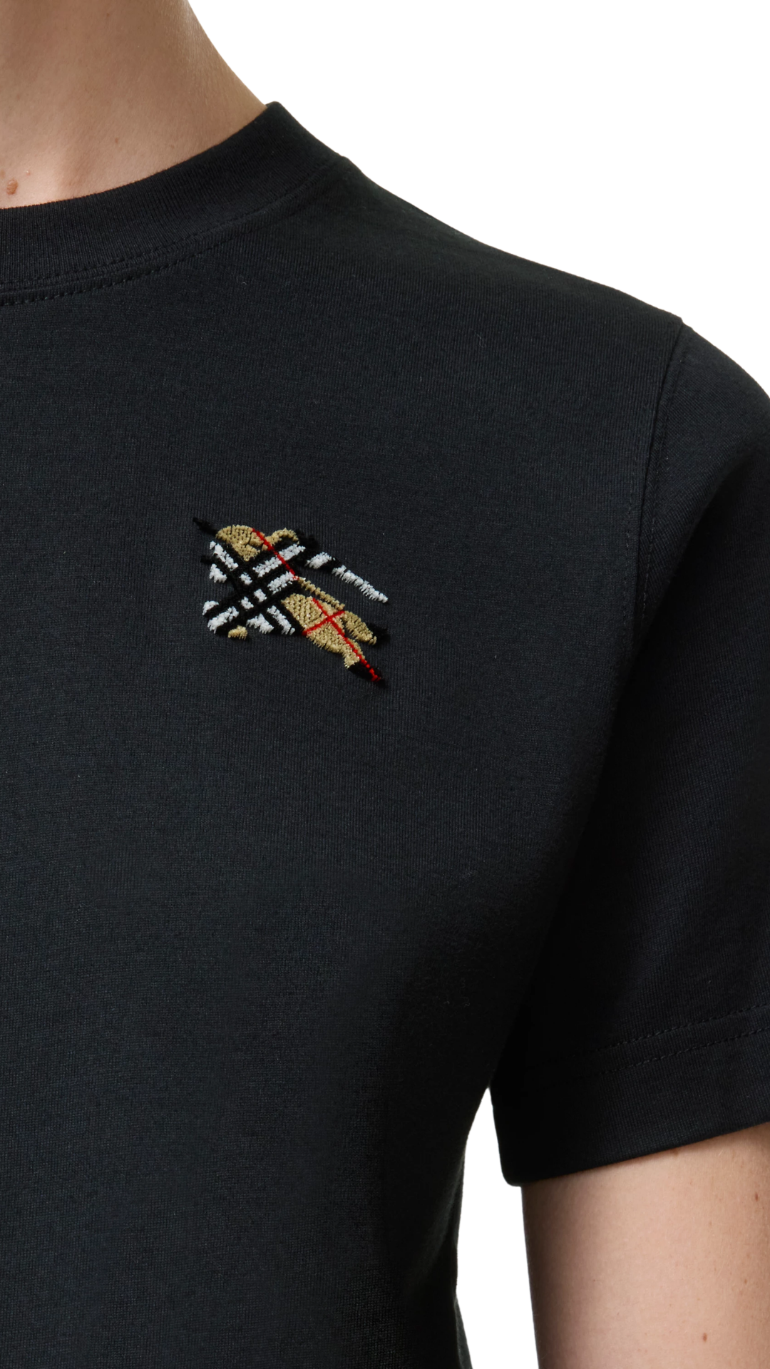 Knight Check Cotton T-shirt in Black