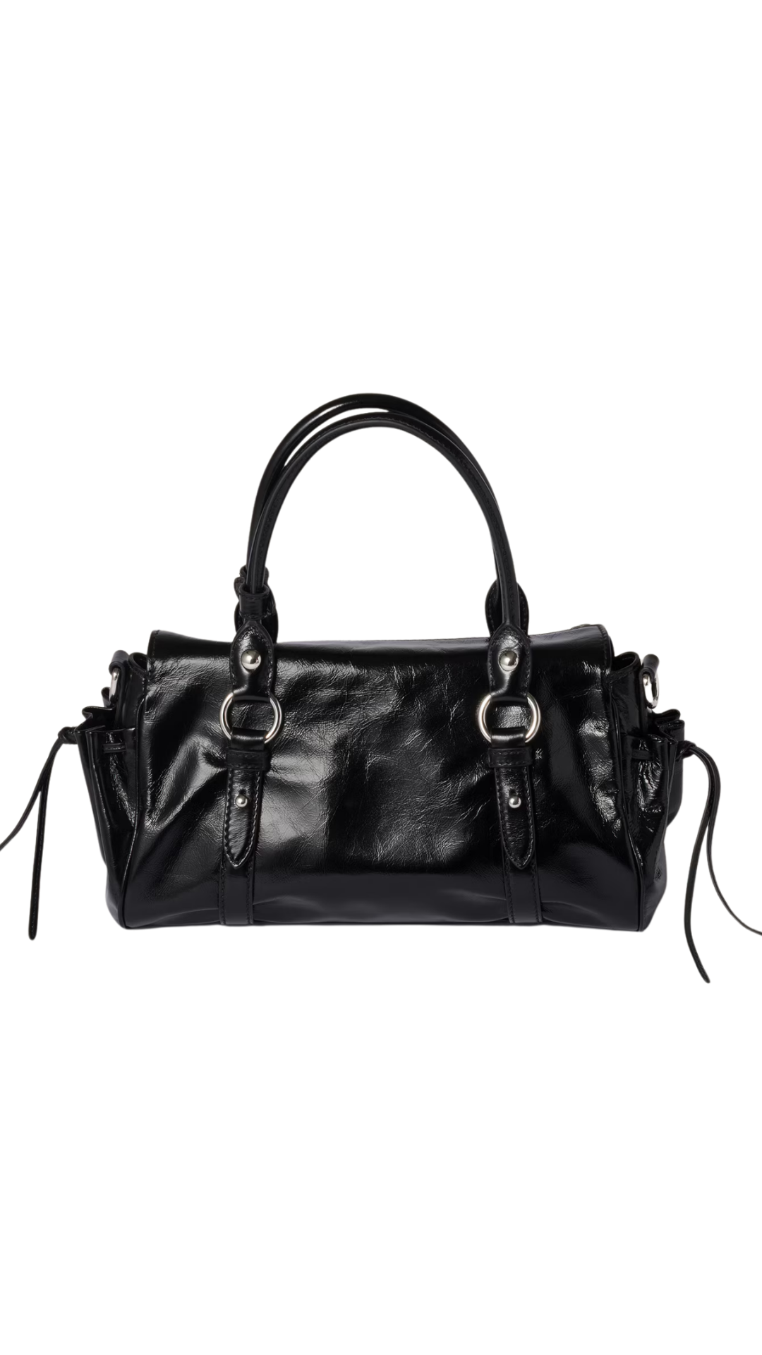Glossy Leather Handbag in Black
