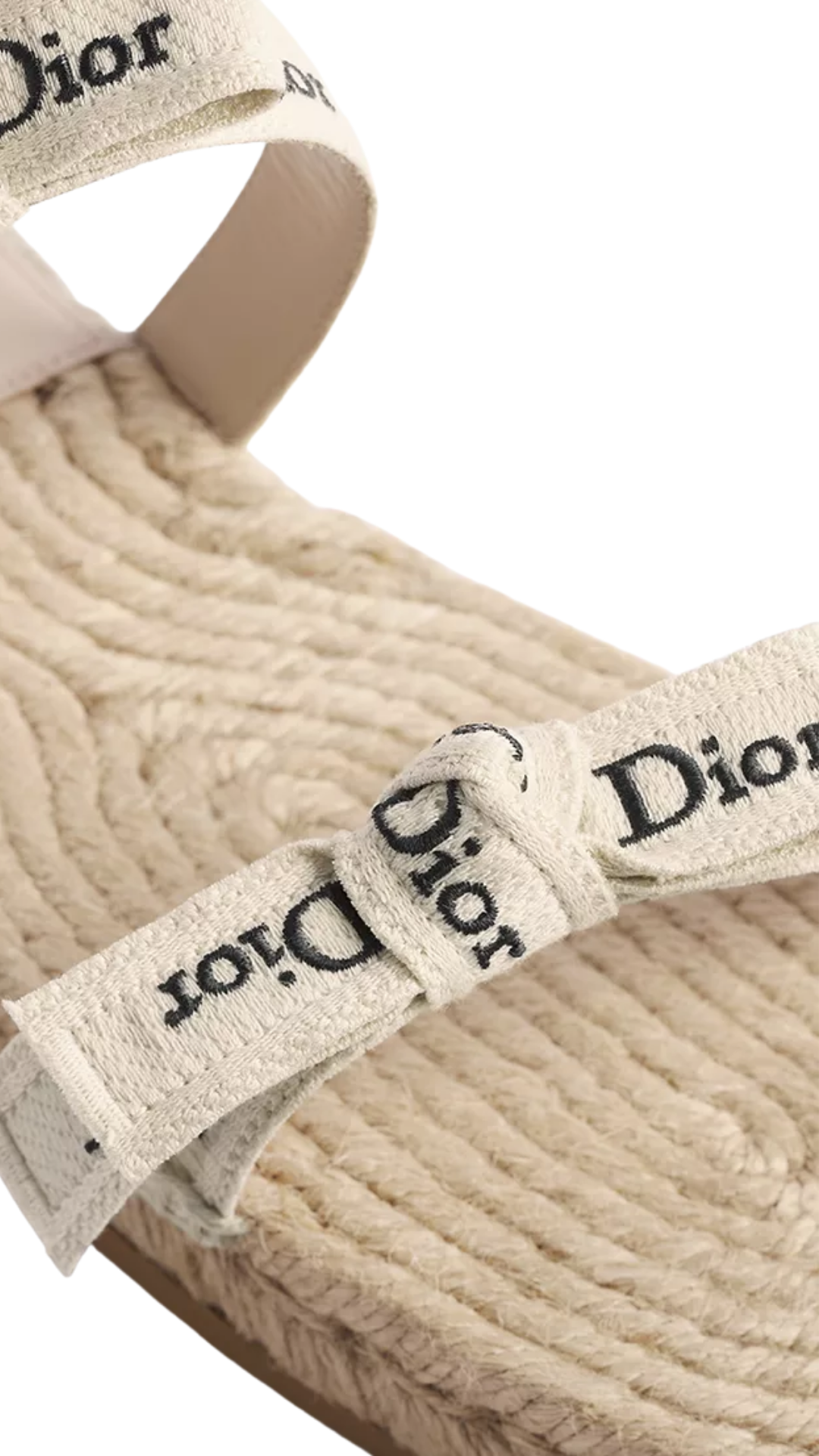 J'Adior Sandal with Straps in White Embroidered Cotton