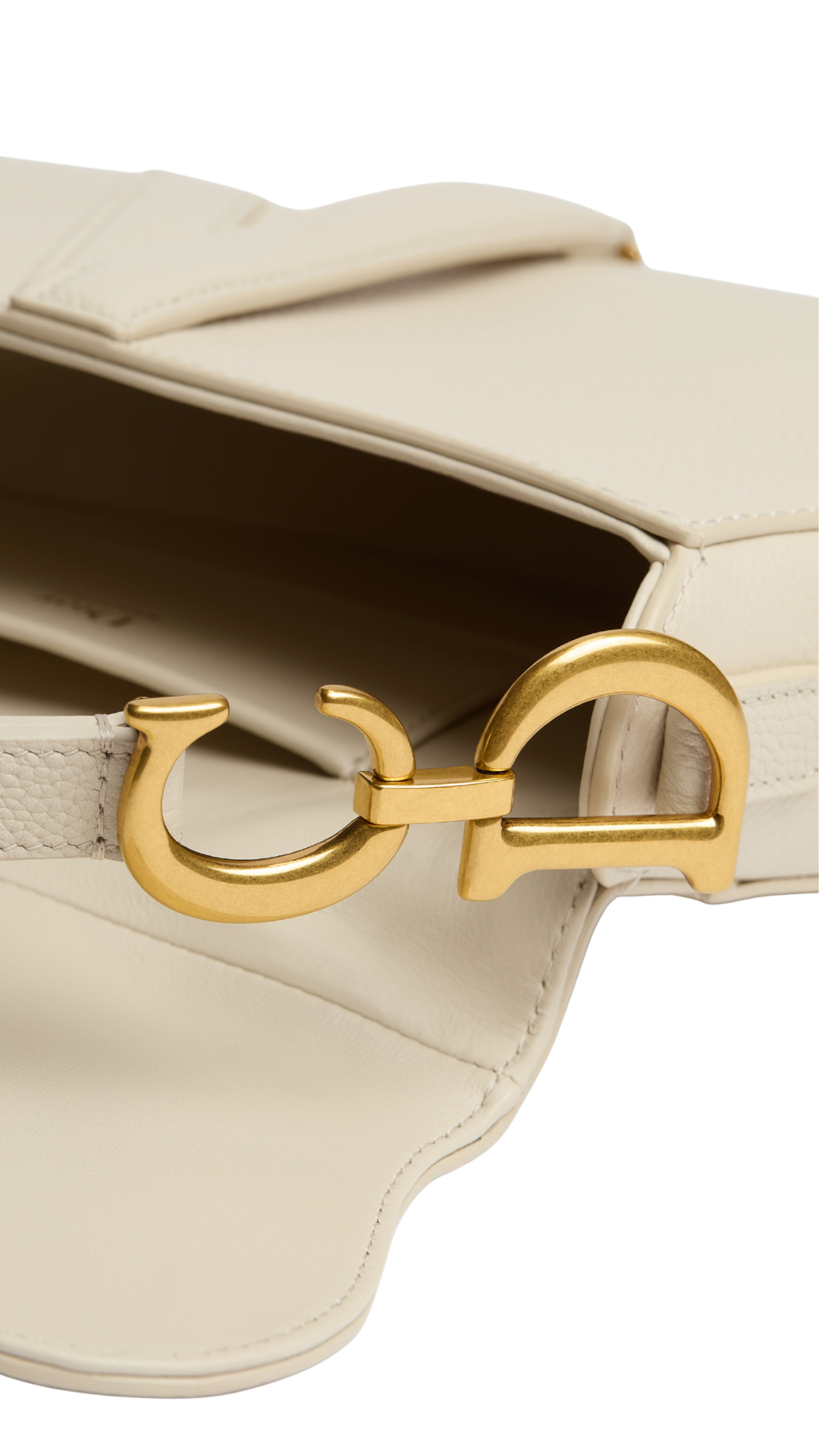 Small Saddle Bag with Strap in Craie Grained Calfskin
