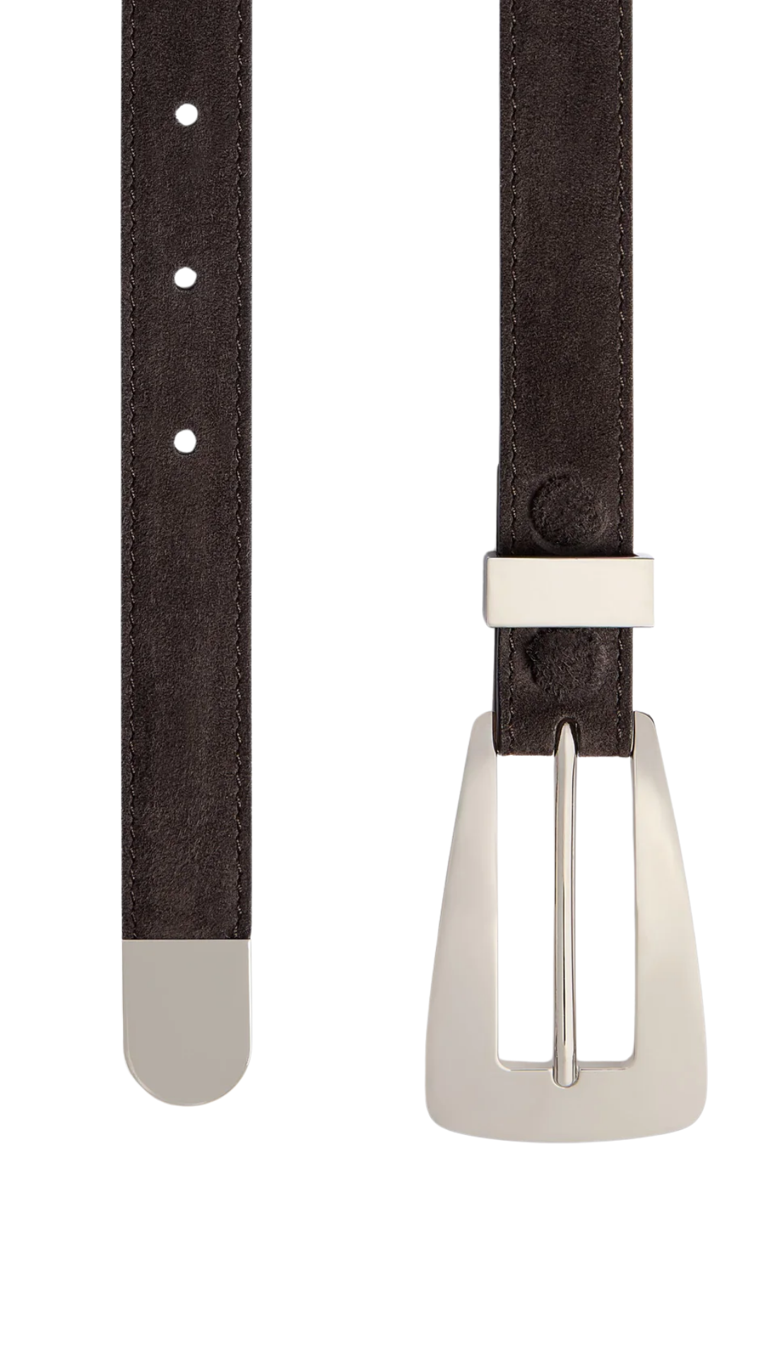 Small Lucca Belt in Dark Brown Suede with Silver