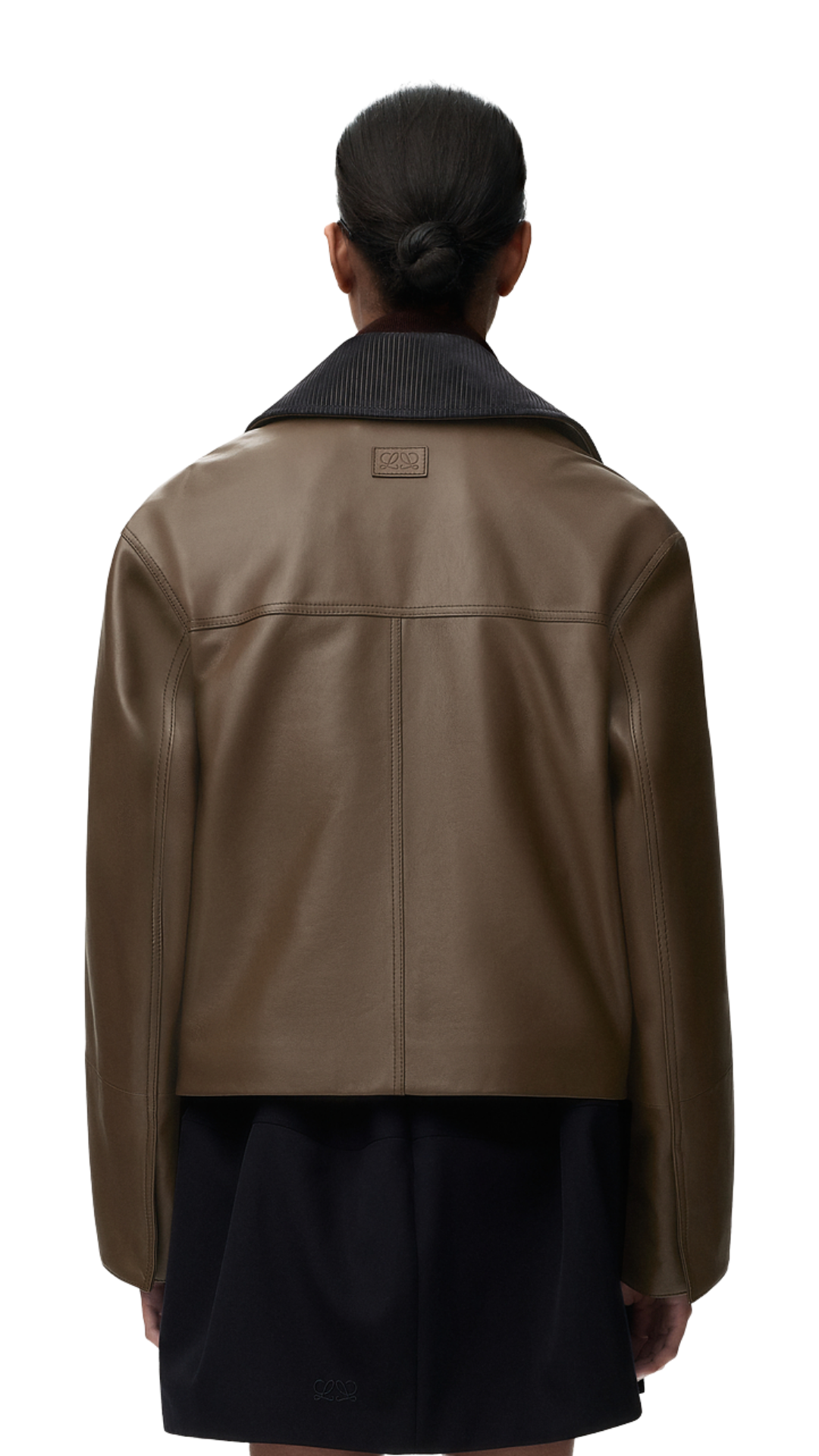 Short Parka in Khaki Green Nappa Lambskin