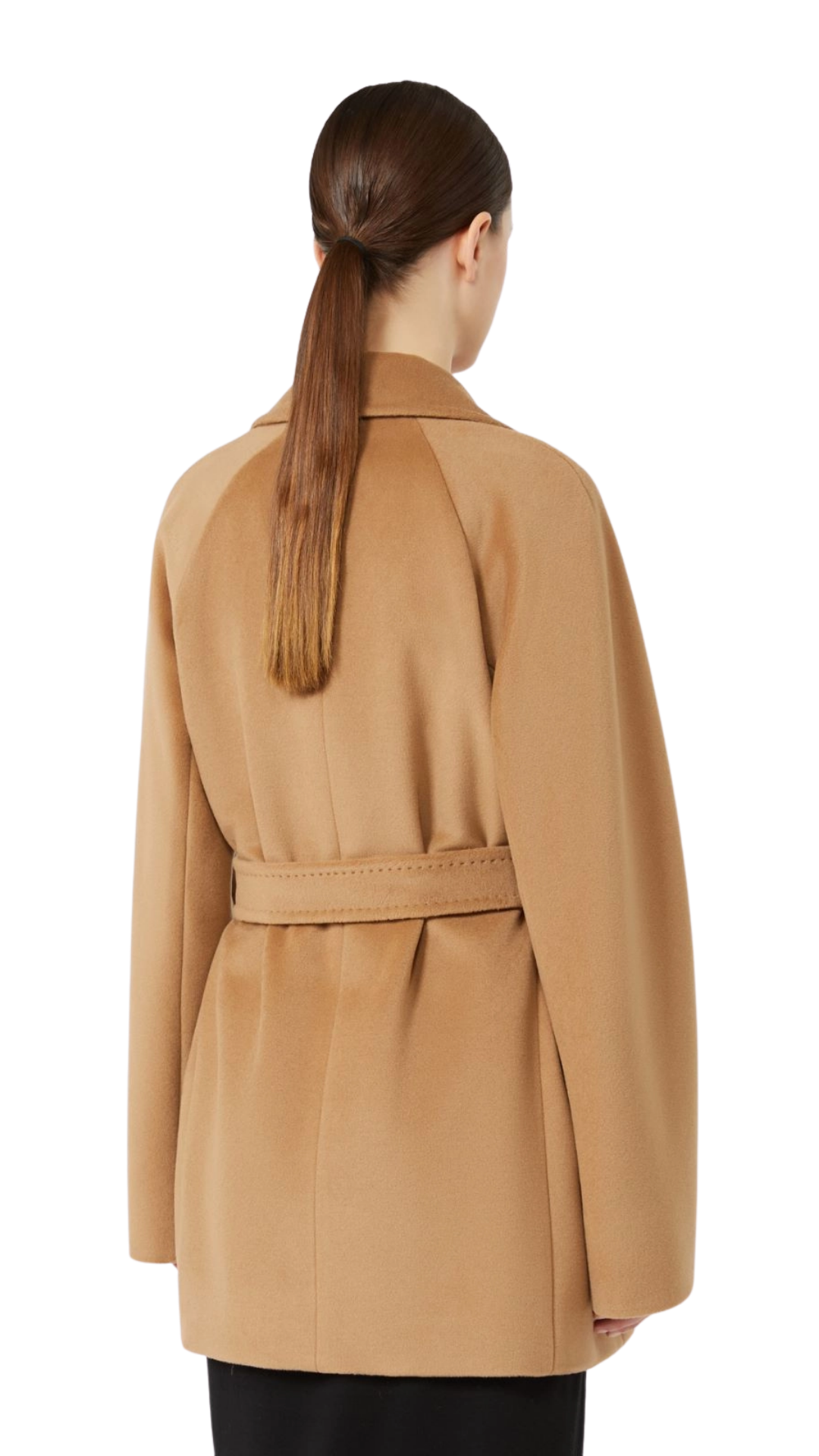Short Wool Beaver Cloth Robe Coat - Camel