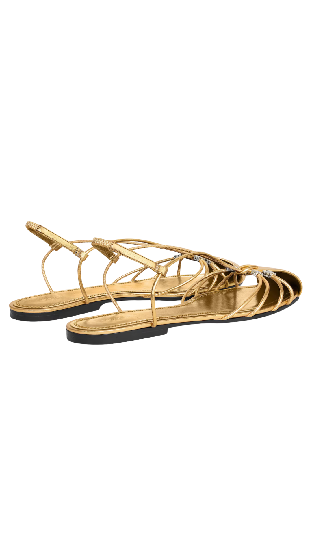 Cocktail Sandal in Gold Laminated Lambskin