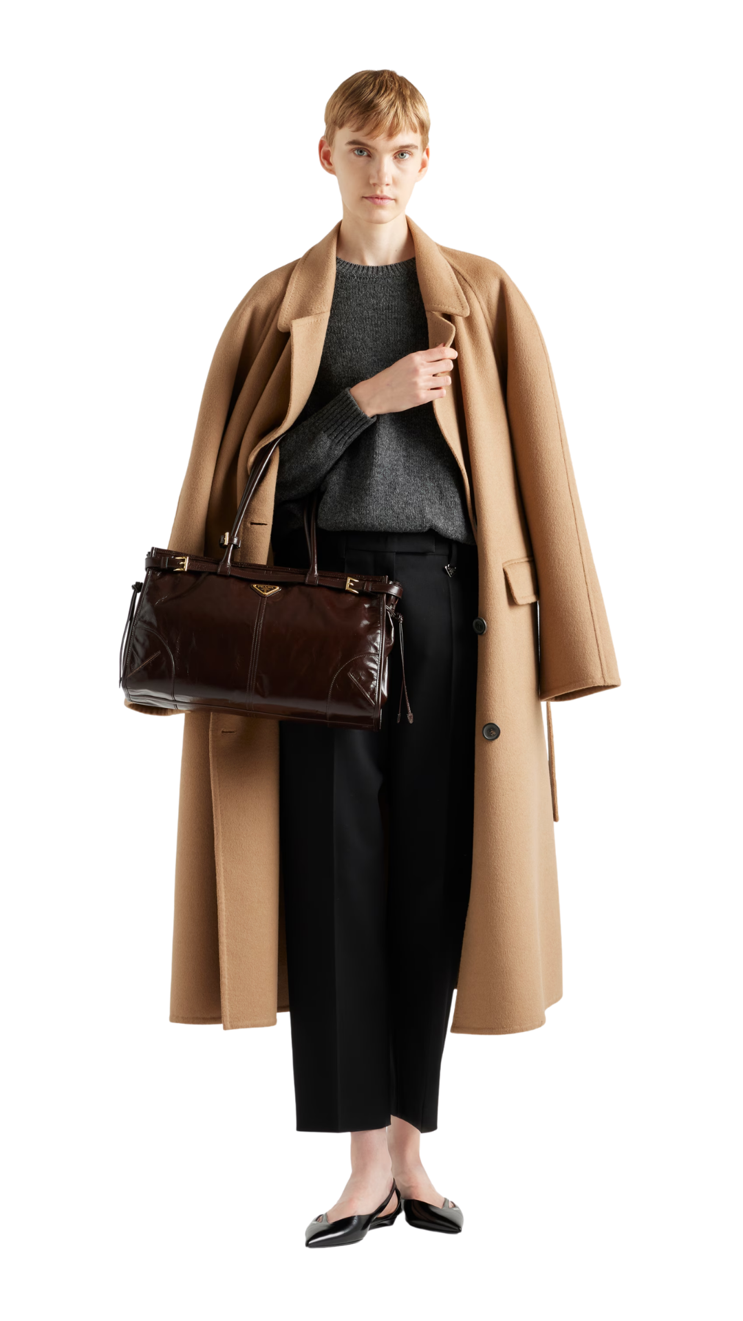 Bonnie Large Leather Handbag in Dark Brown
