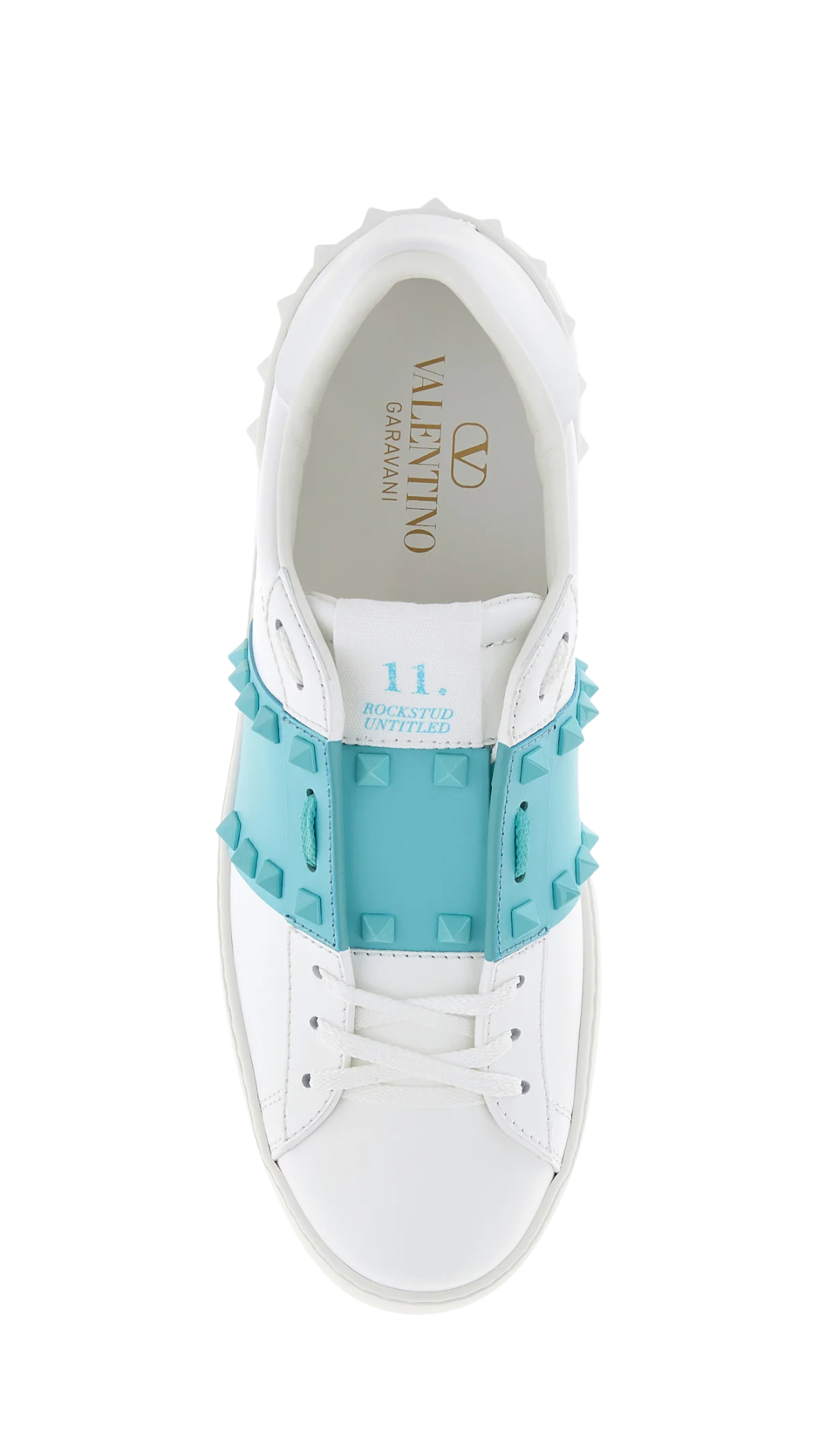 Rockstud Untitled Sneaker In Blue Calfskin Leather With Tonal Studs