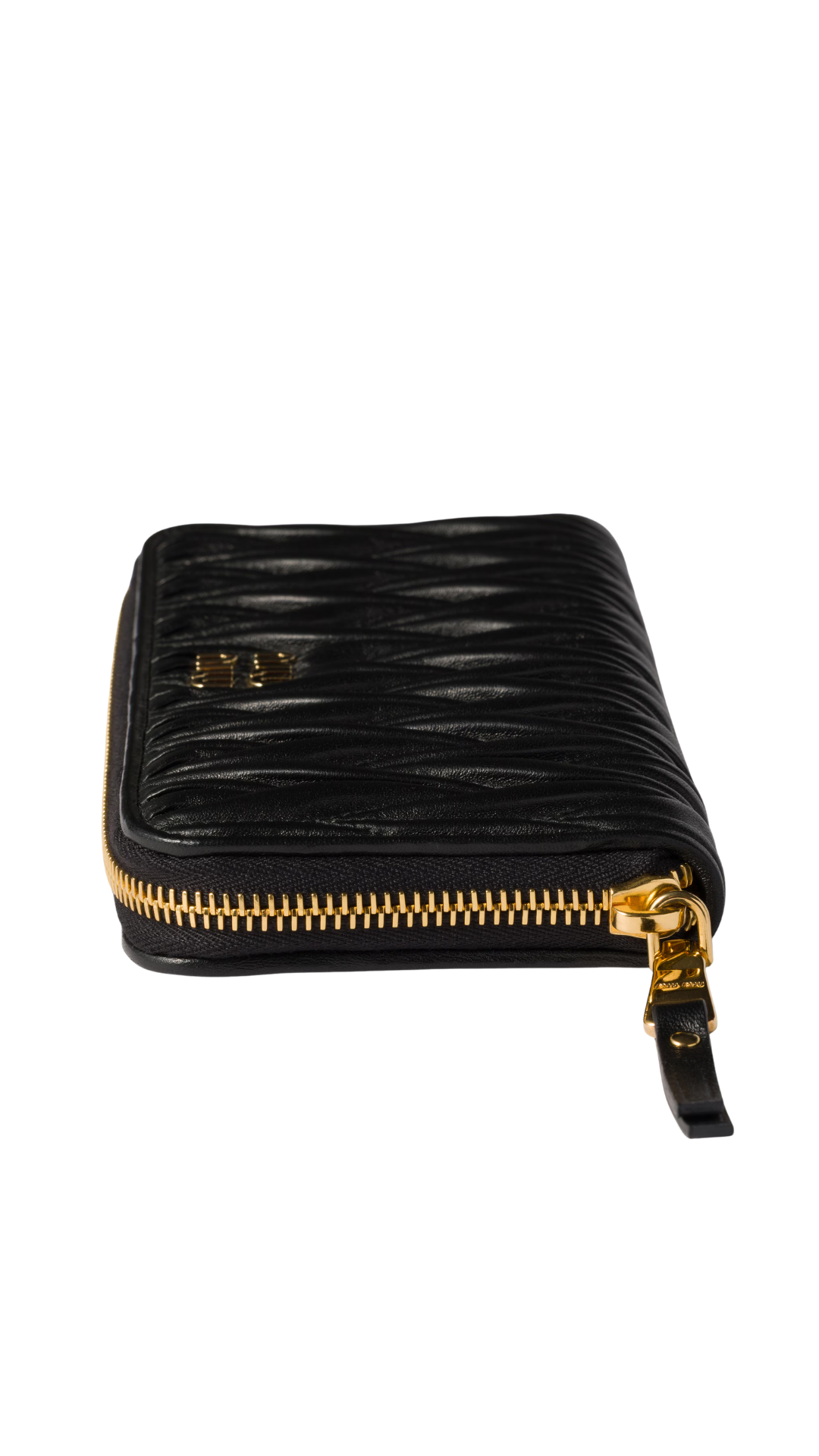 Large Matelassé Nappa Leather Wallet in Black