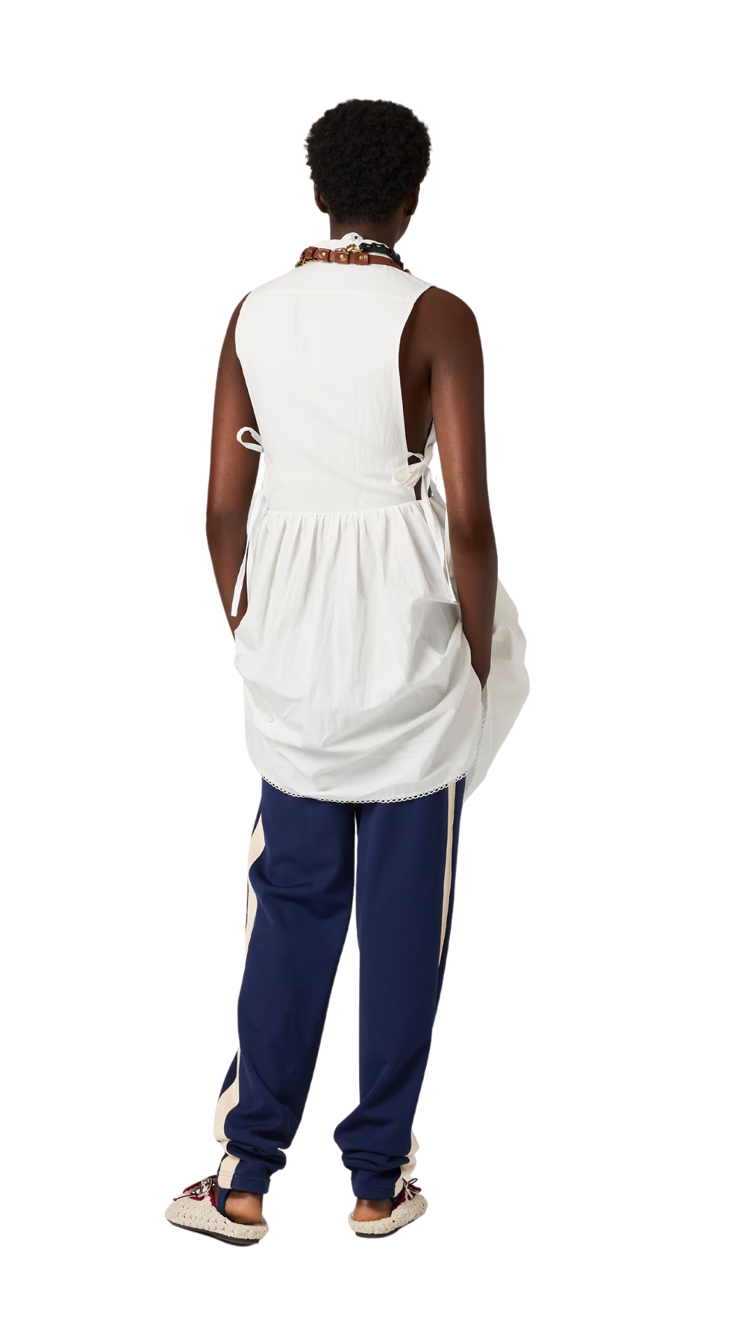 Slubbed Poplin Dress in White